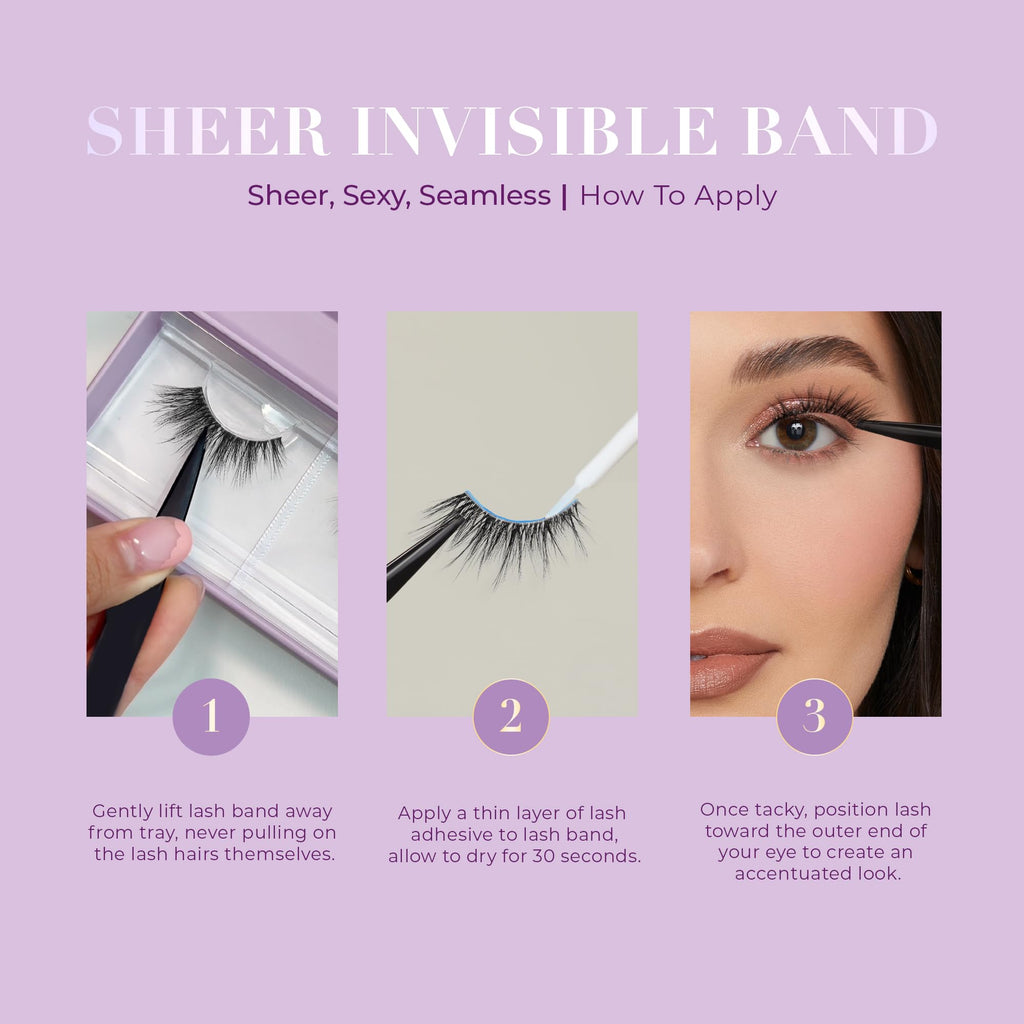 Lilly Lashes Sheer Band Invisible Band 15mm Flirtatious — Reusable Mink Lashes