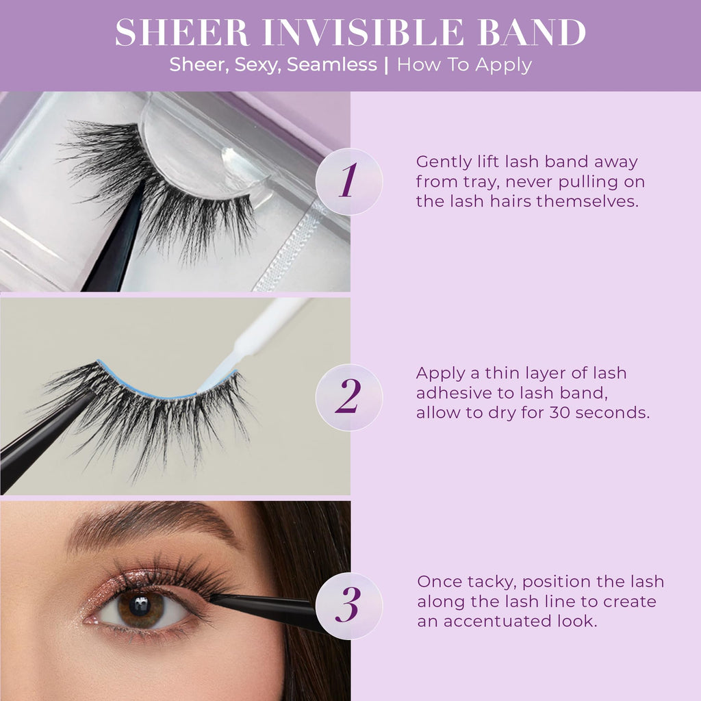Lilly Lashes Sheer Mink Lashes with Clear Band - 15mm Inviting, Reusable Up to 20x