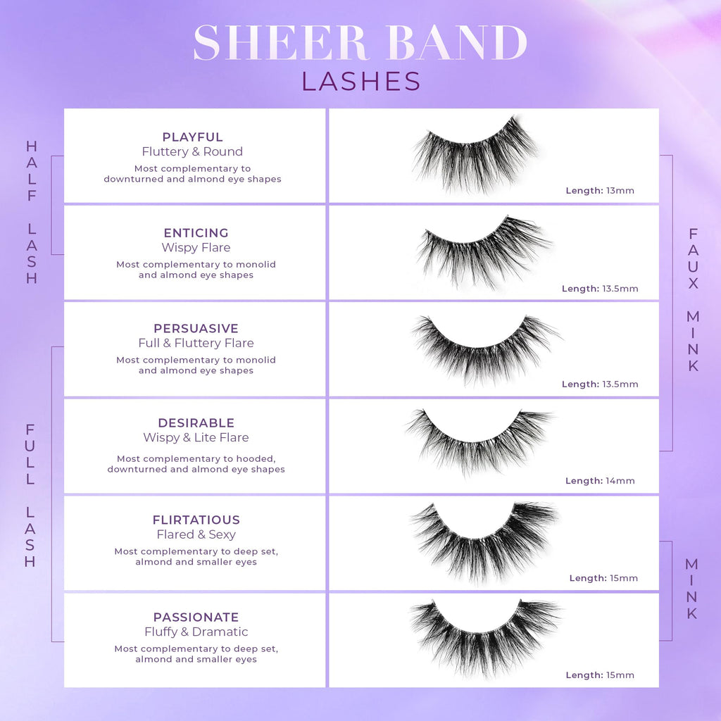 Lilly Lashes Sheer Mink Lashes with Clear Band - 15mm Inviting, Reusable Up to 20x