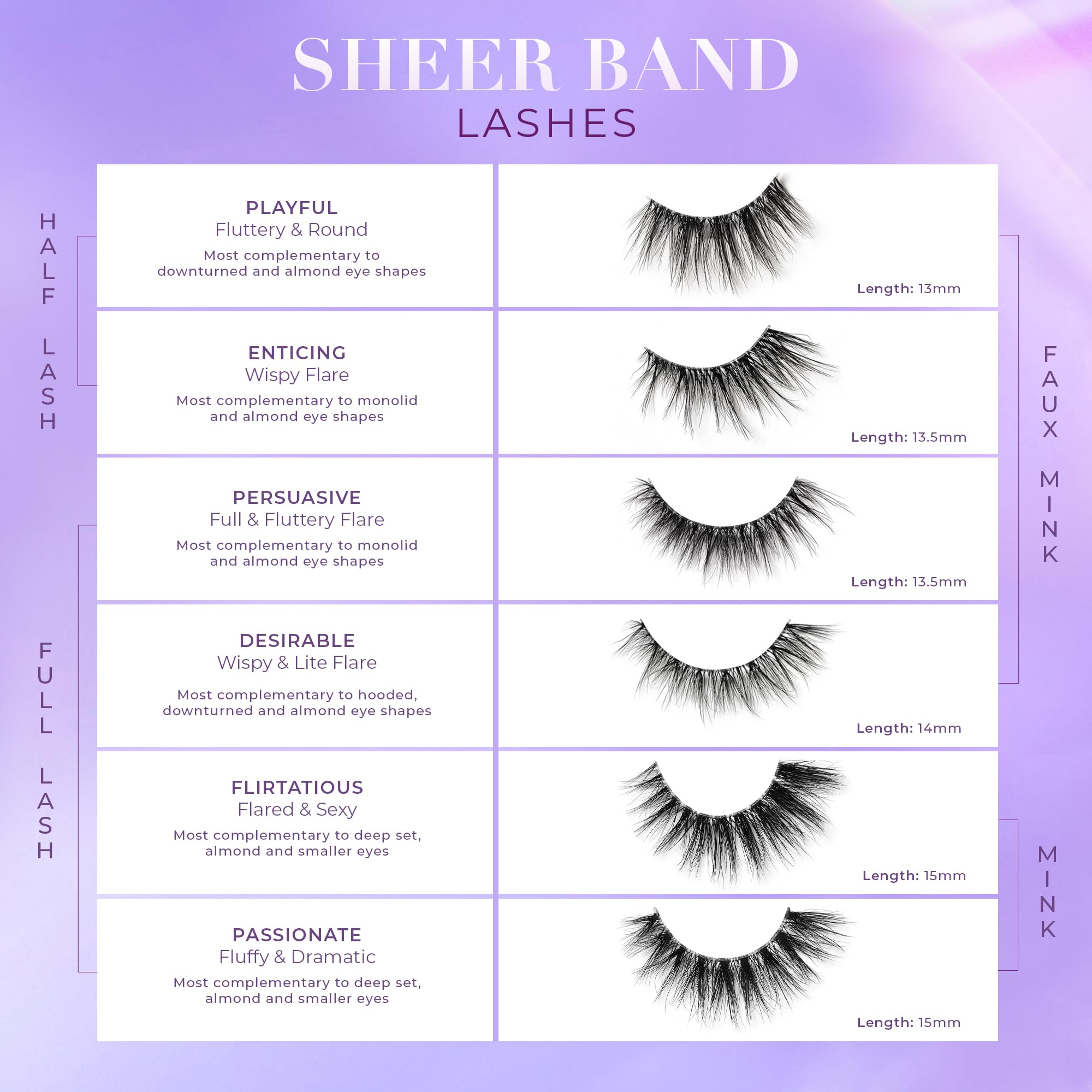 Lilly Lashes Sheer Mink Lashes with Clear Band - 15mm Inviting, Reusable Up to 20x