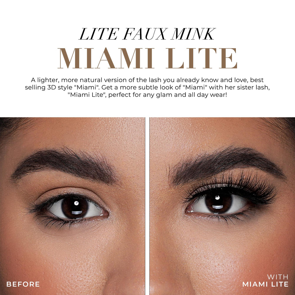 Lilly Lashes Miami Lite Faux Mink Strip Lashes, Light Brown, Reusable, No Glue Included