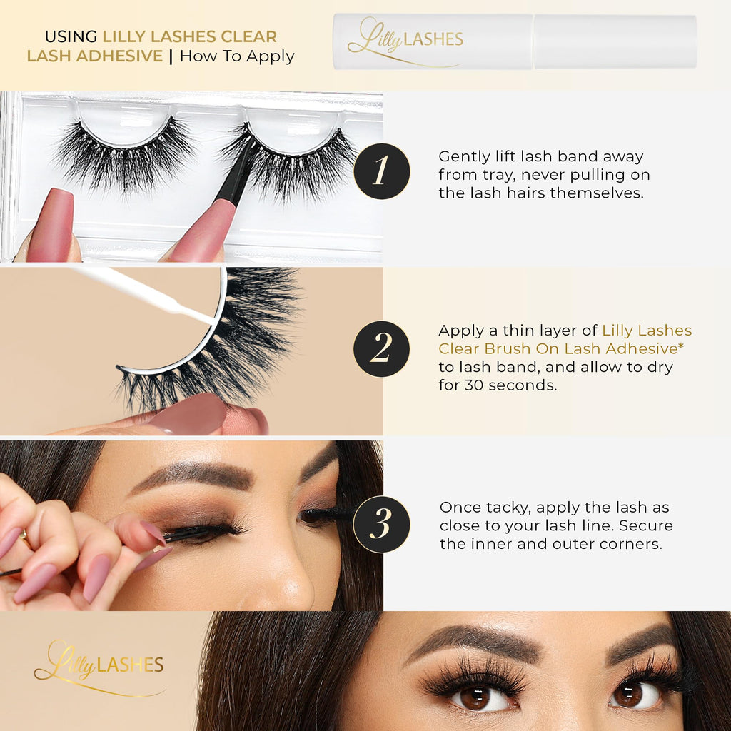 Lilly Lashes Miami Lite Faux Mink Strip Lashes, Light Brown, Reusable, No Glue Included