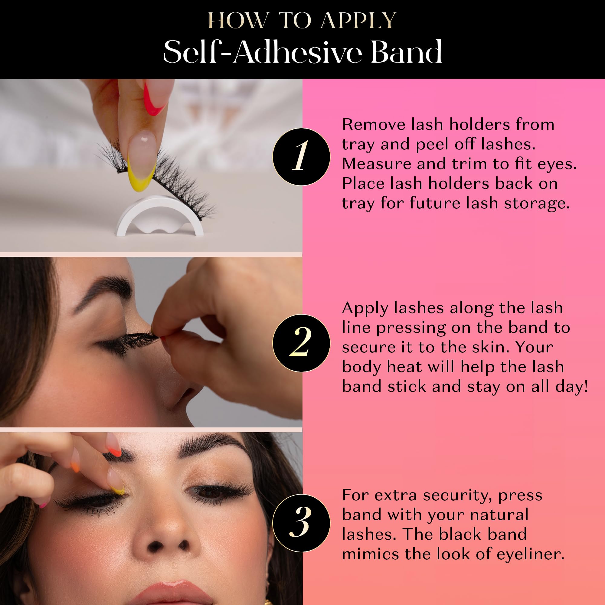 Lilly Lashes Self Adhesive Band 3D Faux Mink Eyelashes – Mykonos | No Glue Needed