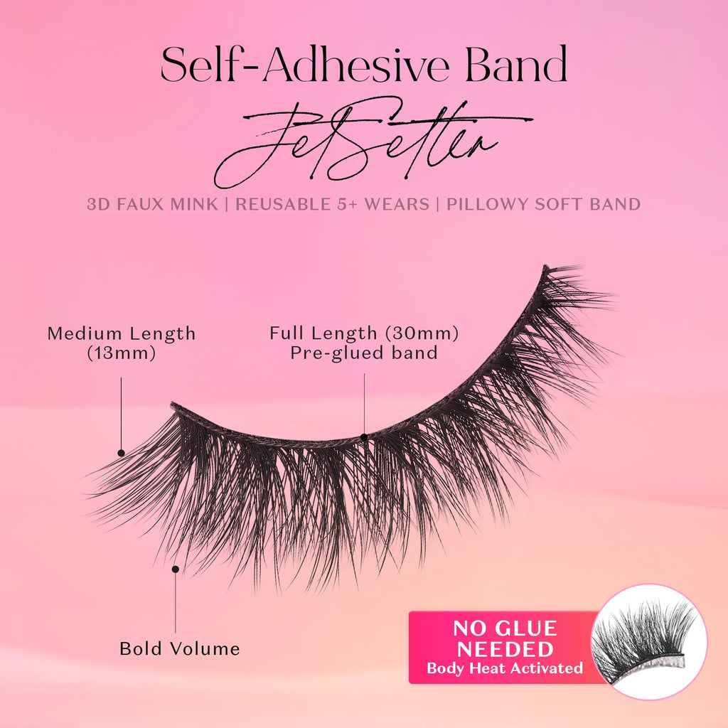 Lilly Lashes 3D Self Adhesive Eyelashes – JetSetter | No Glue, Body Heat Activation