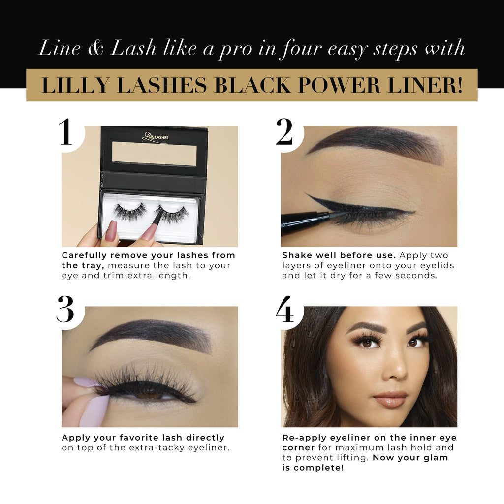 Lilly Lashes 2-in-1 Eyeliner & Lash Adhesive | Black, Waterproof, Long-Lasting
