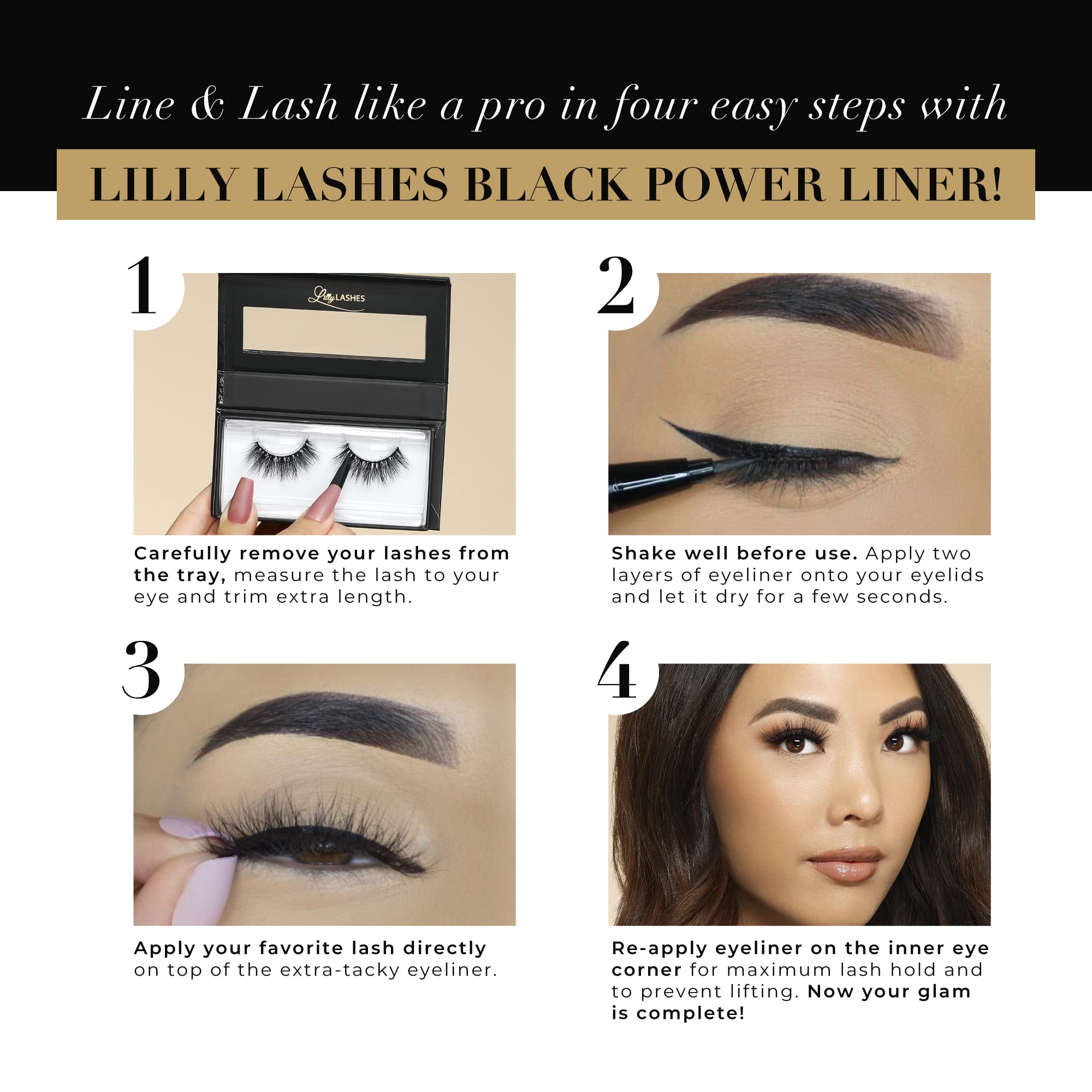 Lilly Lashes 2-in-1 Eyeliner & Lash Adhesive | Black, Waterproof, Long-Lasting