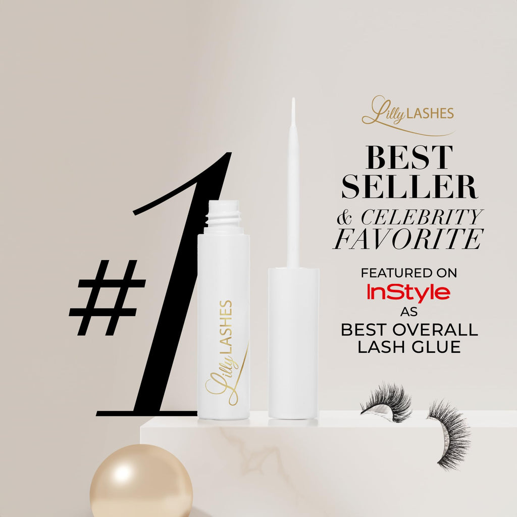 Lilly Lashes Clear Eyelash Glue - Brush-On, Latex-Free Adhesive for False & Natural Lashes