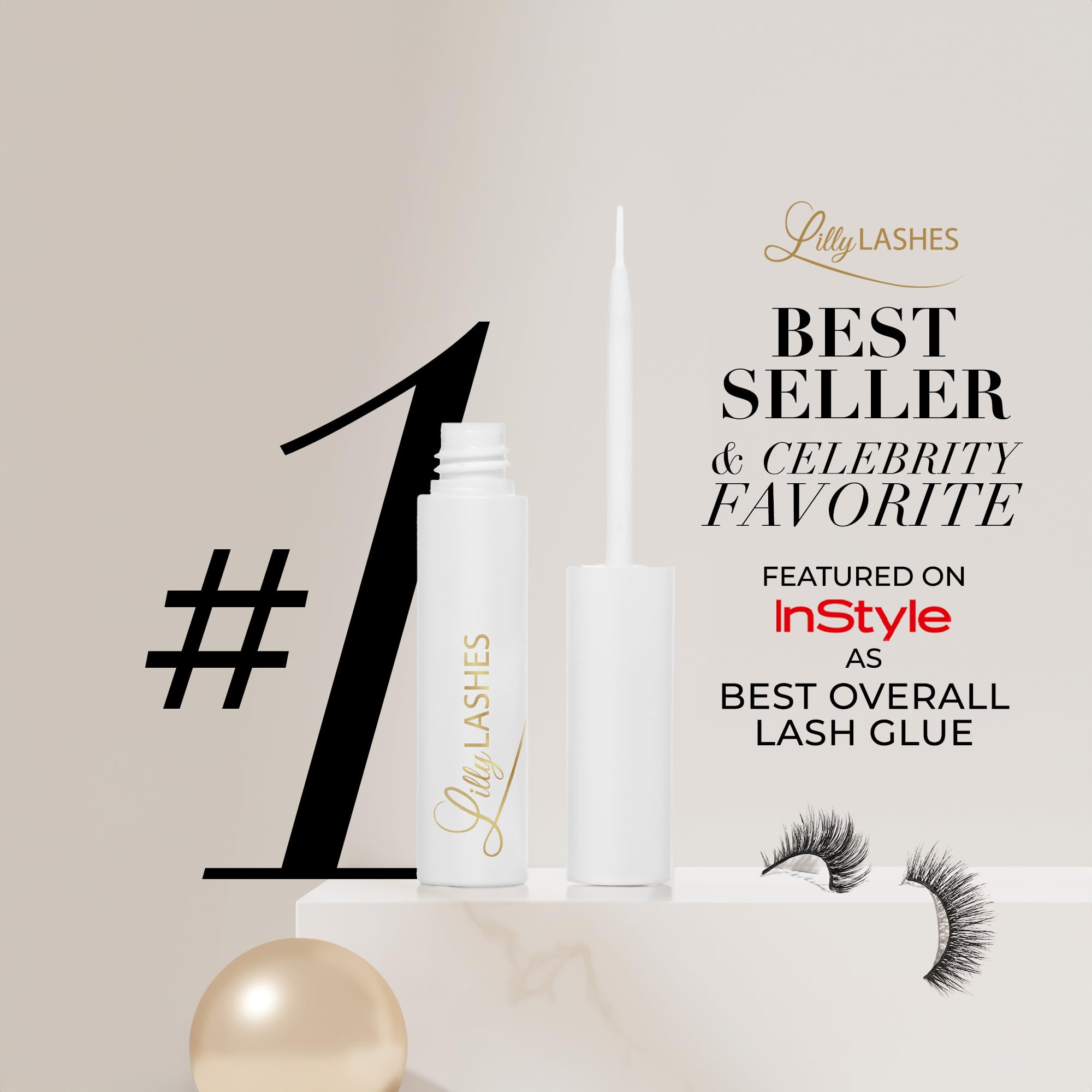 Lilly Lashes Clear Eyelash Glue - Brush-On, Latex-Free Adhesive for False & Natural Lashes