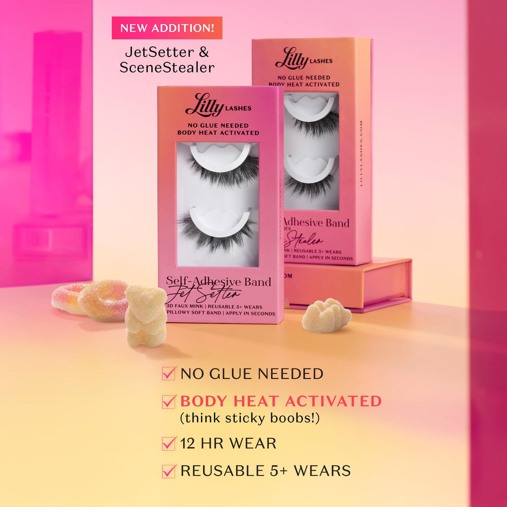 Lilly Lashes 3D Self Adhesive Eyelashes – JetSetter | No Glue, Body Heat Activation