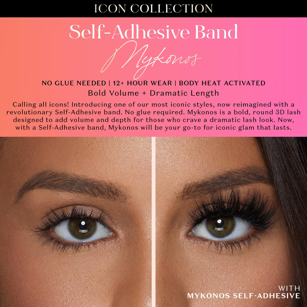 Lilly Lashes Self Adhesive Band 3D Faux Mink Eyelashes – Mykonos | No Glue Needed