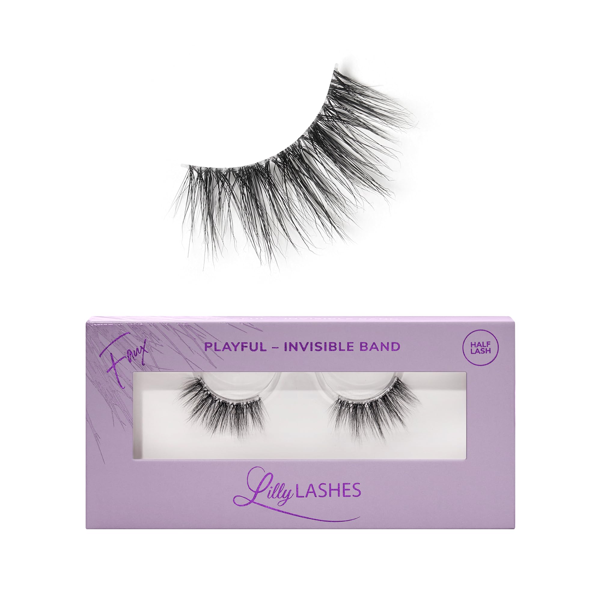 Lilly Lashes Sheer Band Playful 13mm – Invisible Clear Band Half Lashes