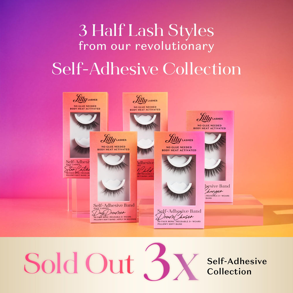 Lilly Lashes Self Adhesive Eyelashes – Half Lashes, No Glue Needed, Body Heat Activated, Reusable Up to 5x (StarCatcher)