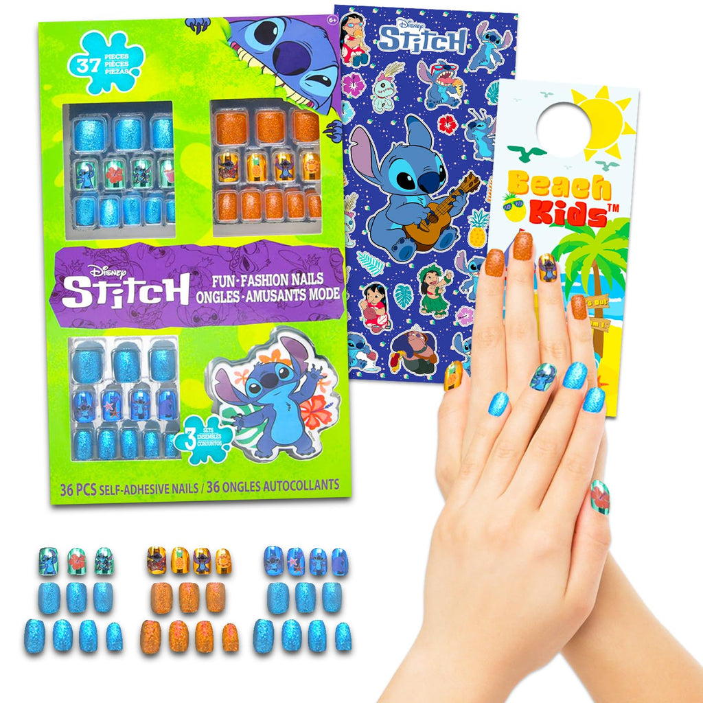 Stitch Nail Art Stickers Set — 36 Lilo & Stitch Press-On Nails Bundle