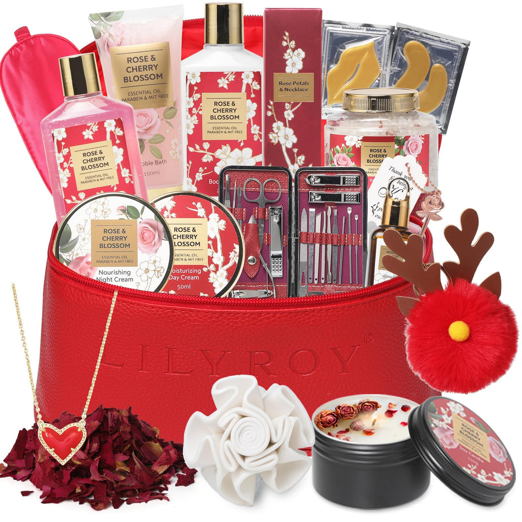 LILY ROY 36Pcs Valentines Day Gift Set for Women | Luxury Spa Bath & Body Kit