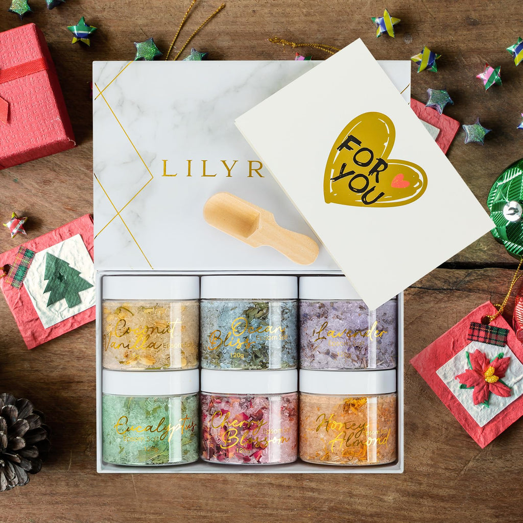 Valentines Day Gifts for Women – 9-Piece Floral Epsom Salt Gift Set | Lily Roy