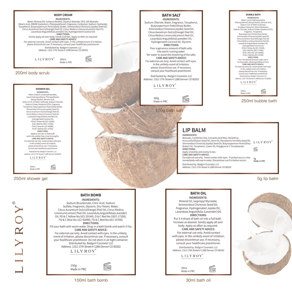 Valentine's Day Gifts for Him & Her - 8-Piece Luxury Bath & Body Gift Set by LILY ROY