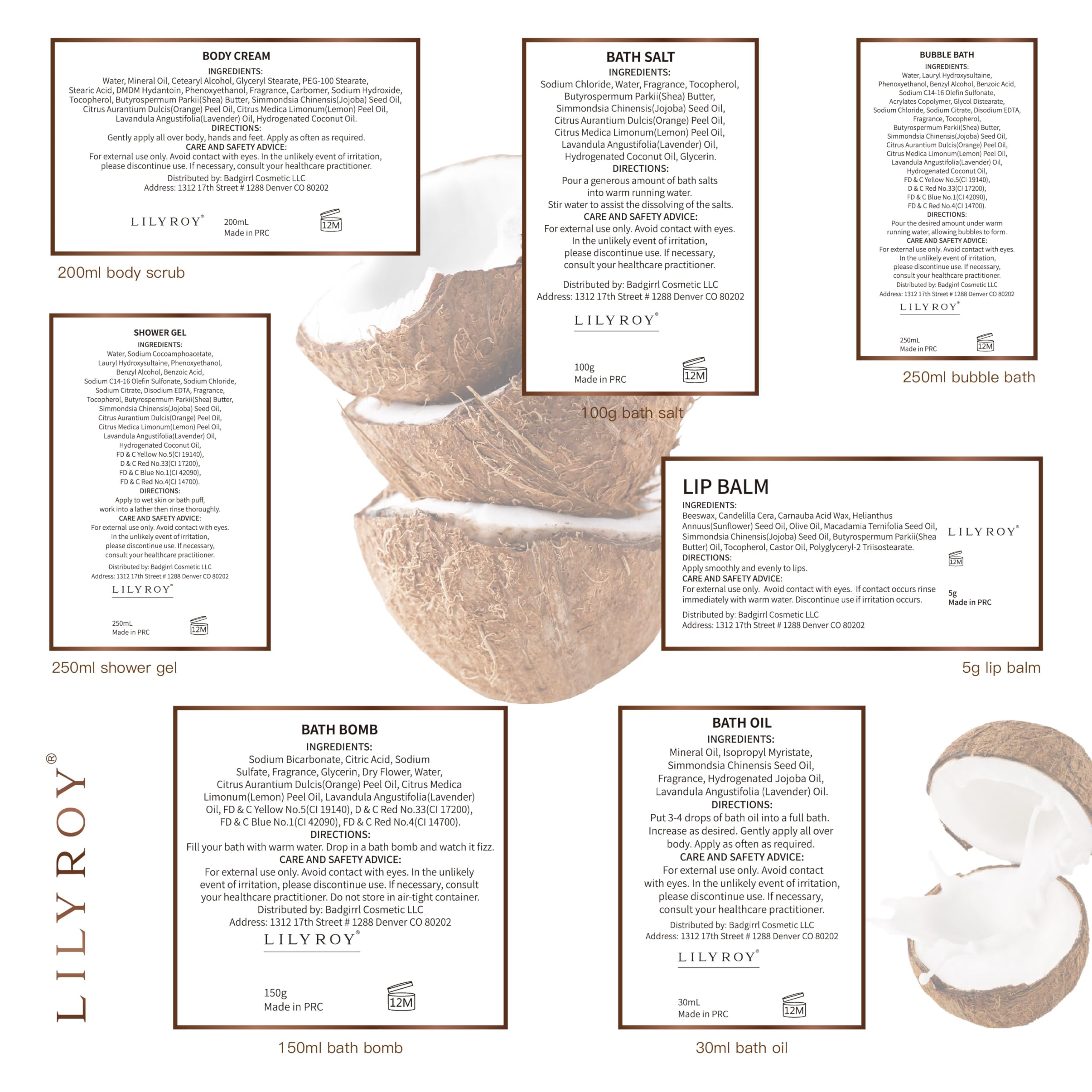 Valentine's Day Gifts for Him & Her - 8-Piece Luxury Bath & Body Gift Set by LILY ROY