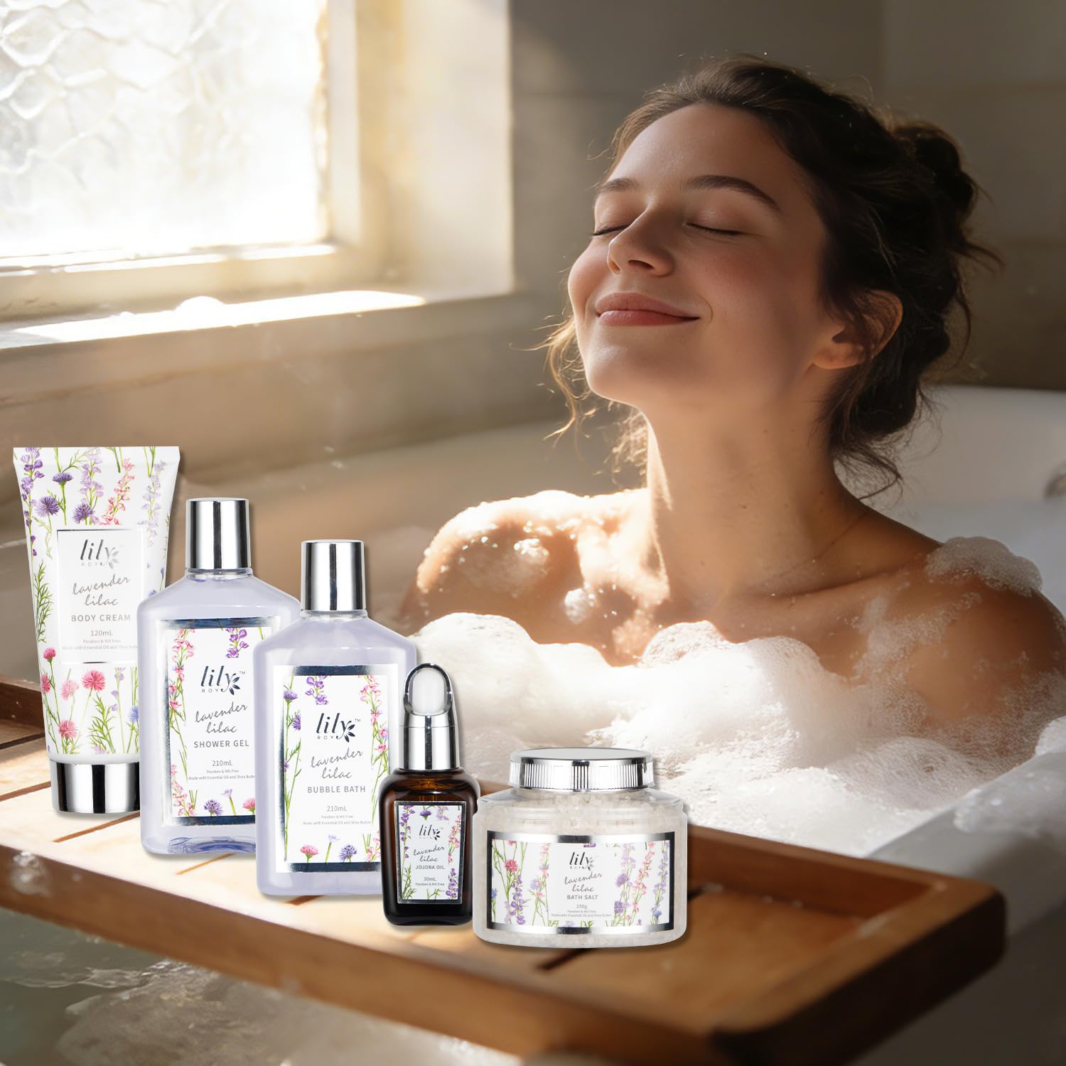LILY ROY Valentines Day Gifts Basket Set – 15-Piece Bath & Body Gift Set for Women | Spa Gift Basket