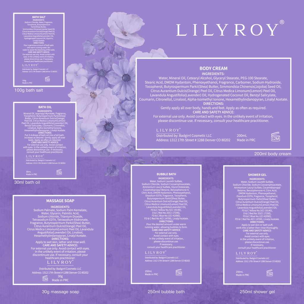 LILY ROY 8-Piece Lavender Bath & Body Gift Set – Spa Gift Basket for Women