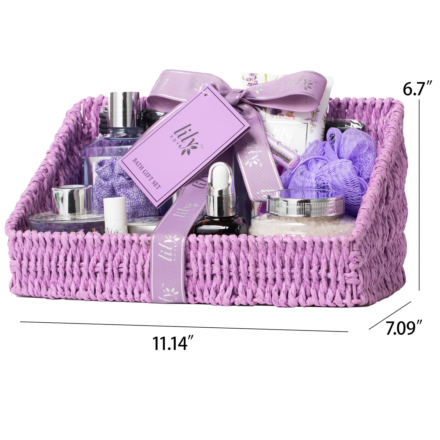 LILY ROY Valentines Day Gifts Basket Set – 15-Piece Bath & Body Gift Set for Women | Spa Gift Basket