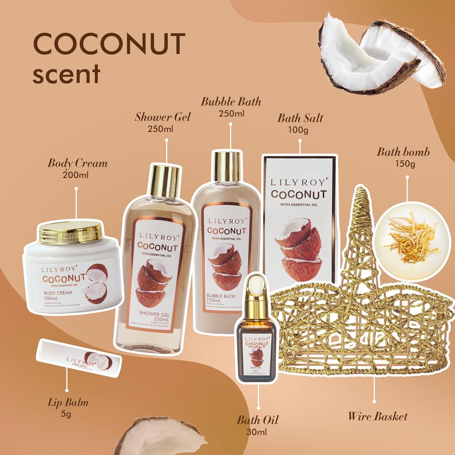 Valentine's Day Gifts for Him & Her - 8-Piece Luxury Bath & Body Gift Set by LILY ROY
