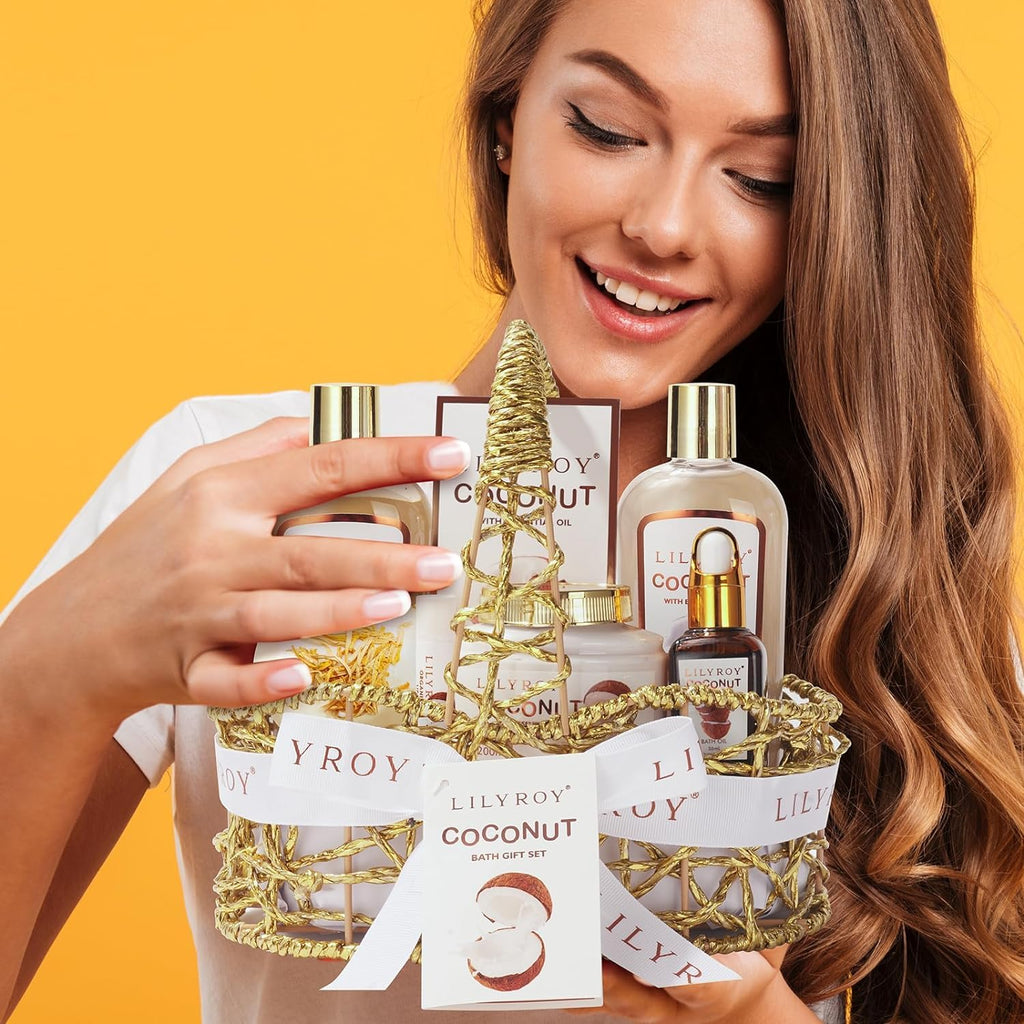 Valentine's Day Gifts for Him & Her - 8-Piece Luxury Bath & Body Gift Set by LILY ROY