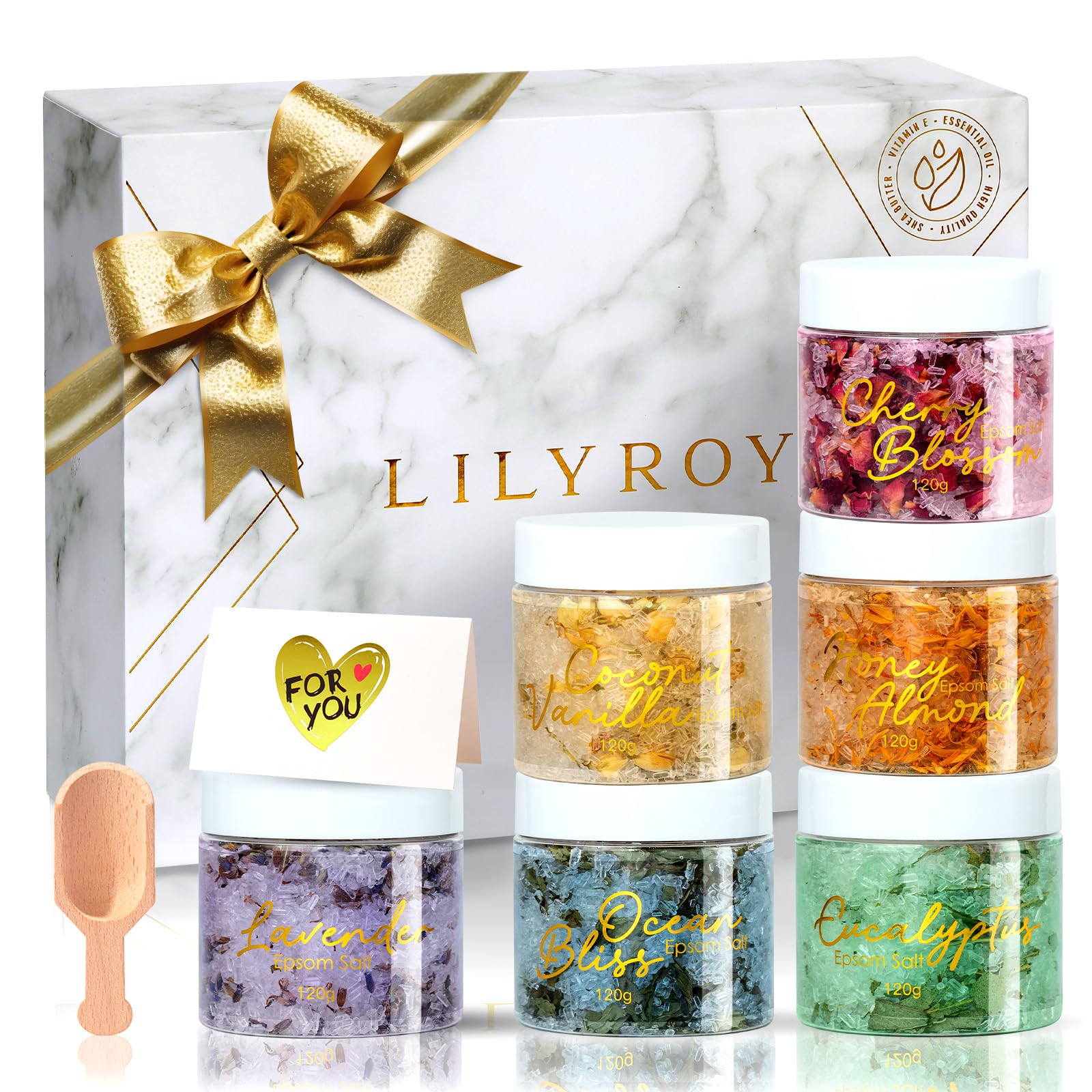 Valentines Day Gifts for Women – 9-Piece Floral Epsom Salt Gift Set | Lily Roy