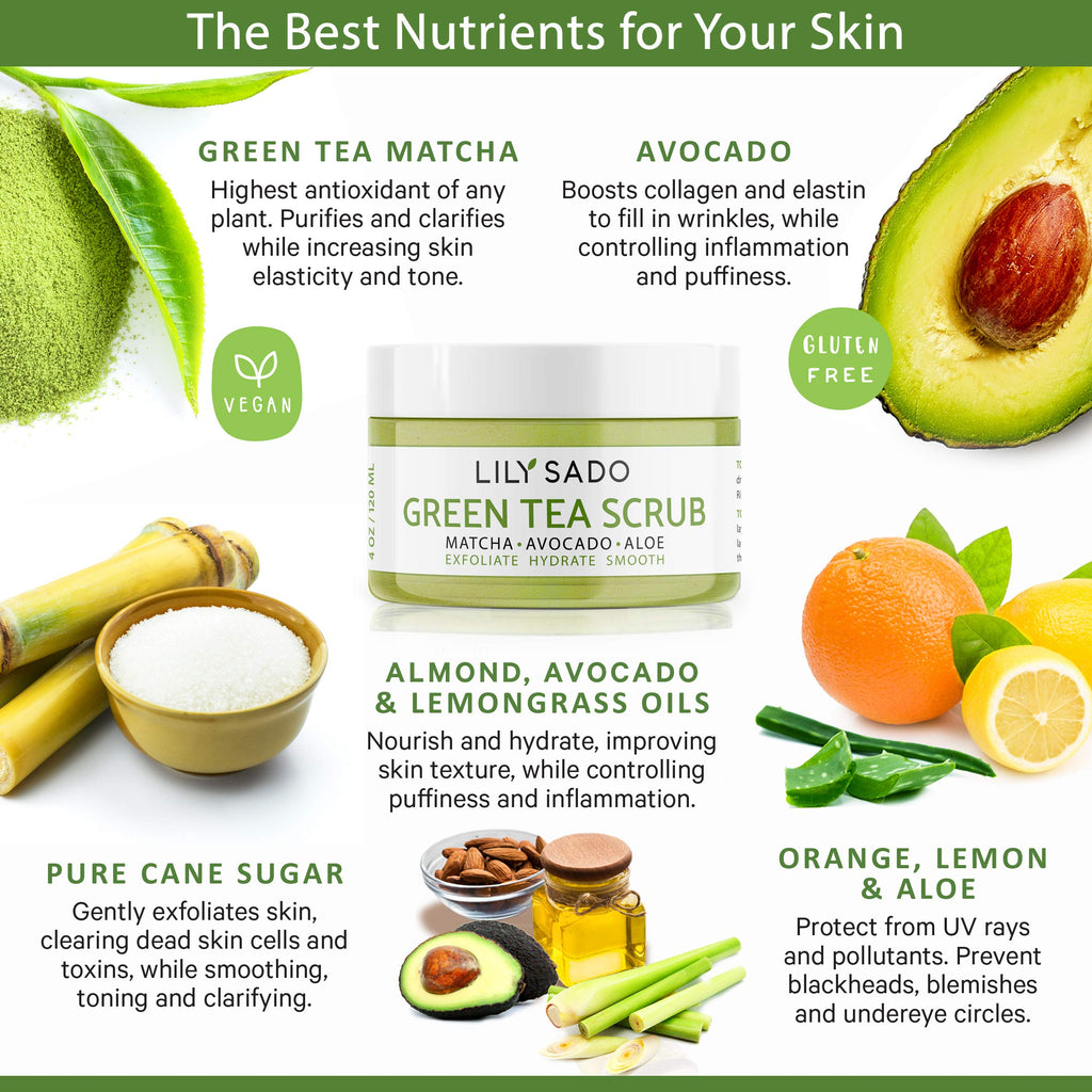 LILY SADO MATCHA Made in Heaven™ Sugar Facial Scrub – Vegan Exfoliating Cleanser for All Skin Types | 4 oz