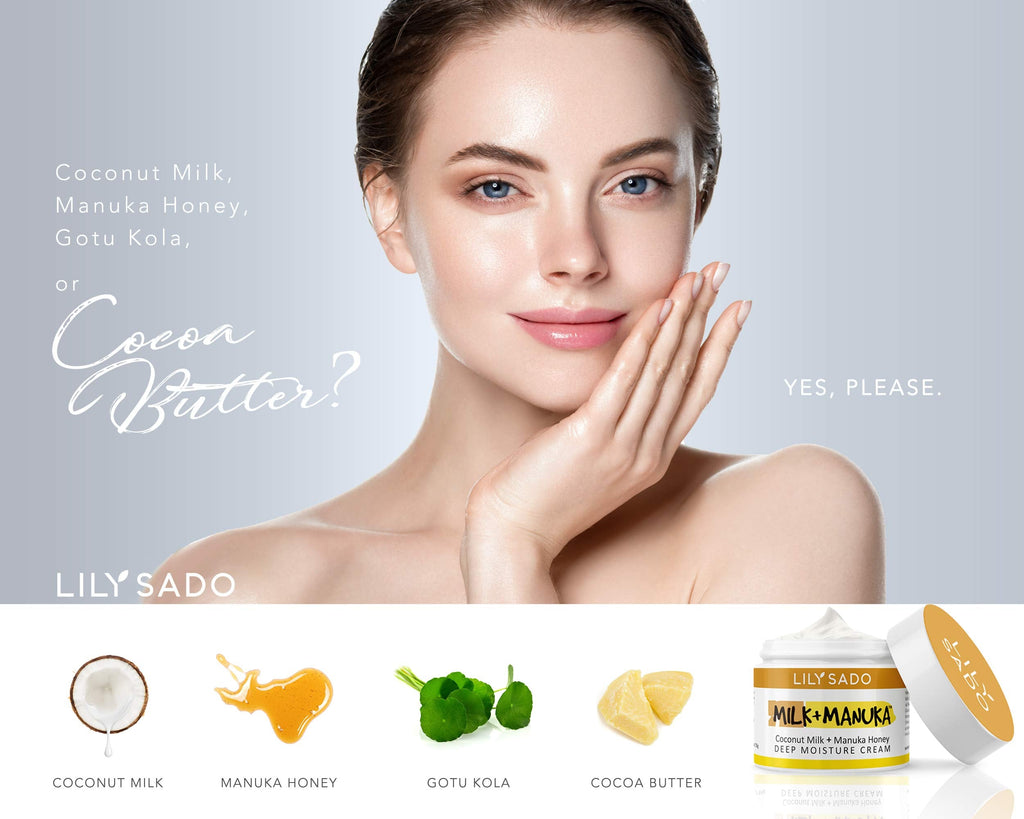 LILY SADO MILK+MANUKA Coconut Milk & Manuka Honey Face Moisturizer - Non-Greasy Organic Cream