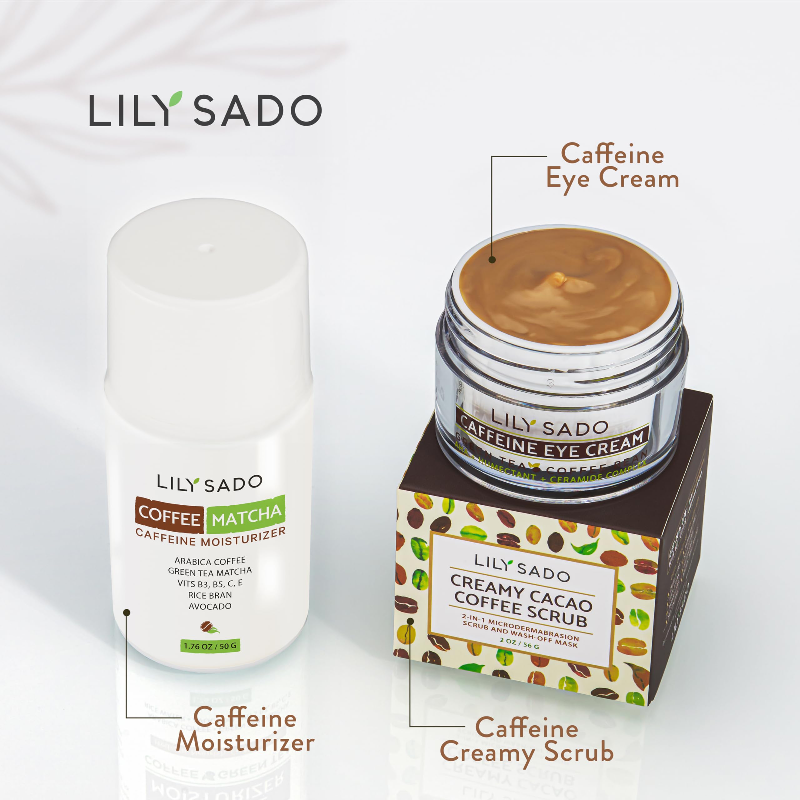 LILY SADO TEA+C Coffee & Matcha Eye Cream – Vegan Anti-Aging Eye Moisturizer