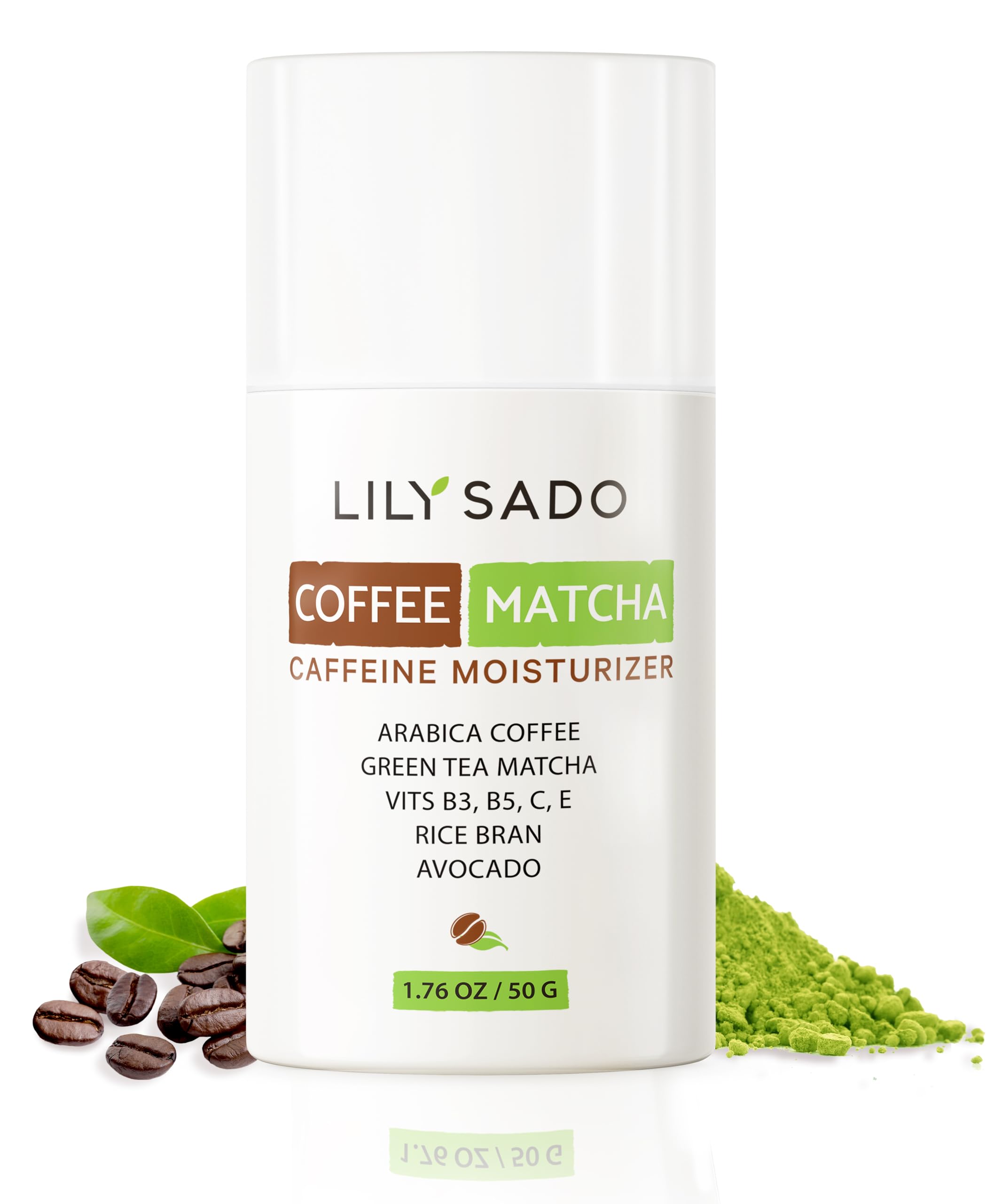 LILY SADO TEA+C Coffee & Matcha Face Moisturizer – Vegan Caffeine Skincare for Antioxidant Hydration