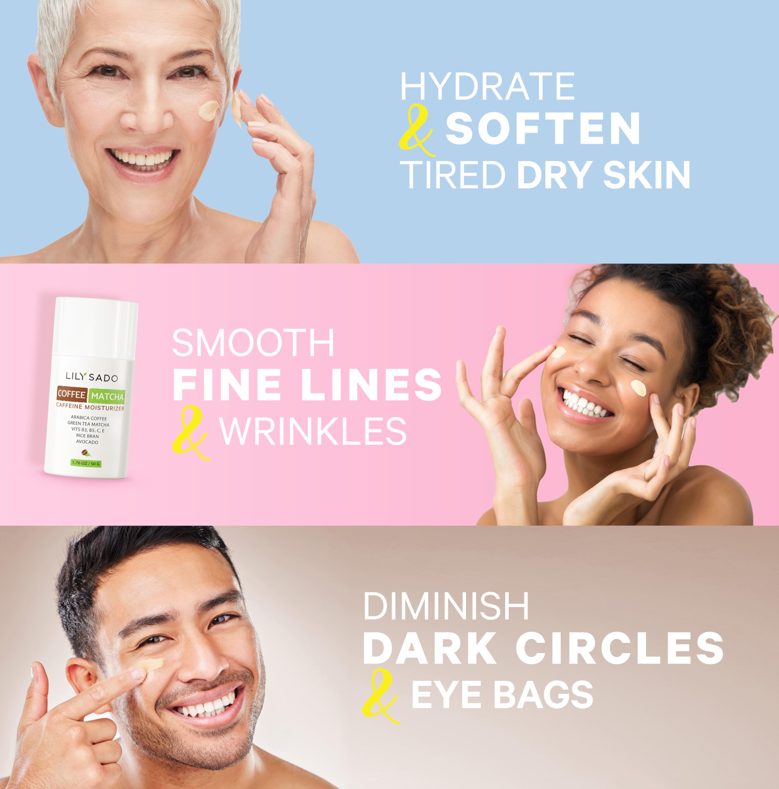 LILY SADO TEA+C Coffee & Matcha Face Moisturizer – Vegan Caffeine Skincare for Antioxidant Hydration