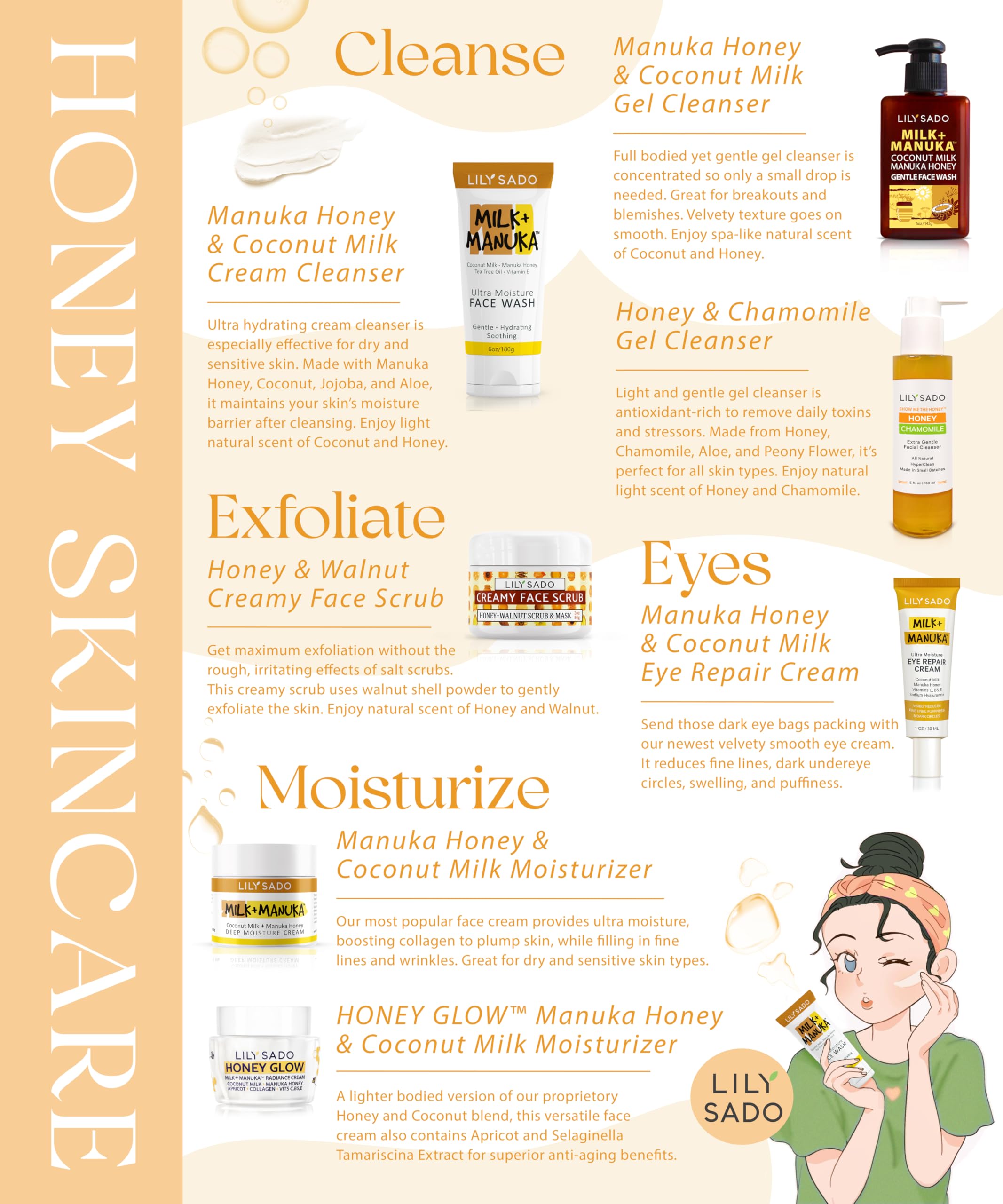 LILY SADO MILK+MANUKA Coconut Milk & Manuka Honey Face Moisturizer - Non-Greasy Organic Cream