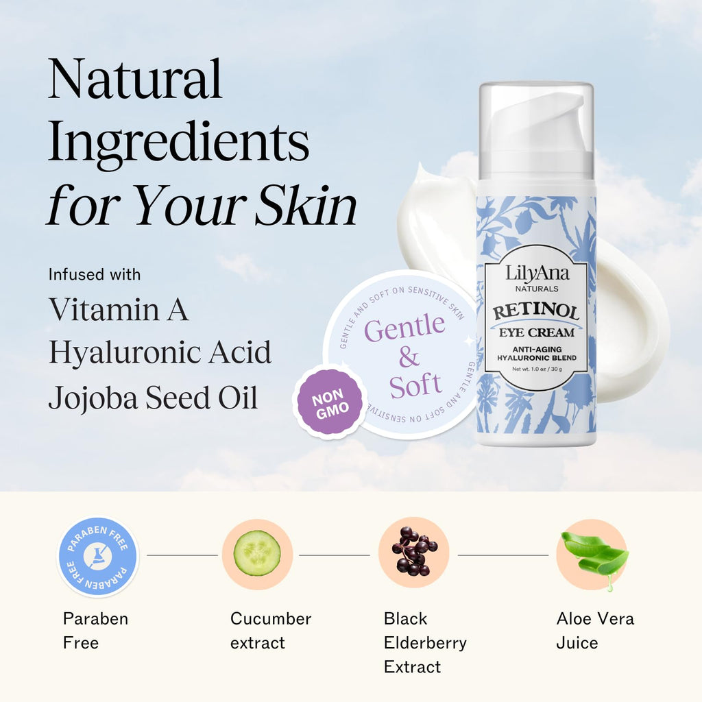 LilyAna Naturals Eye Cream - Dark Circles, Puffiness & Fine Lines (1 oz)