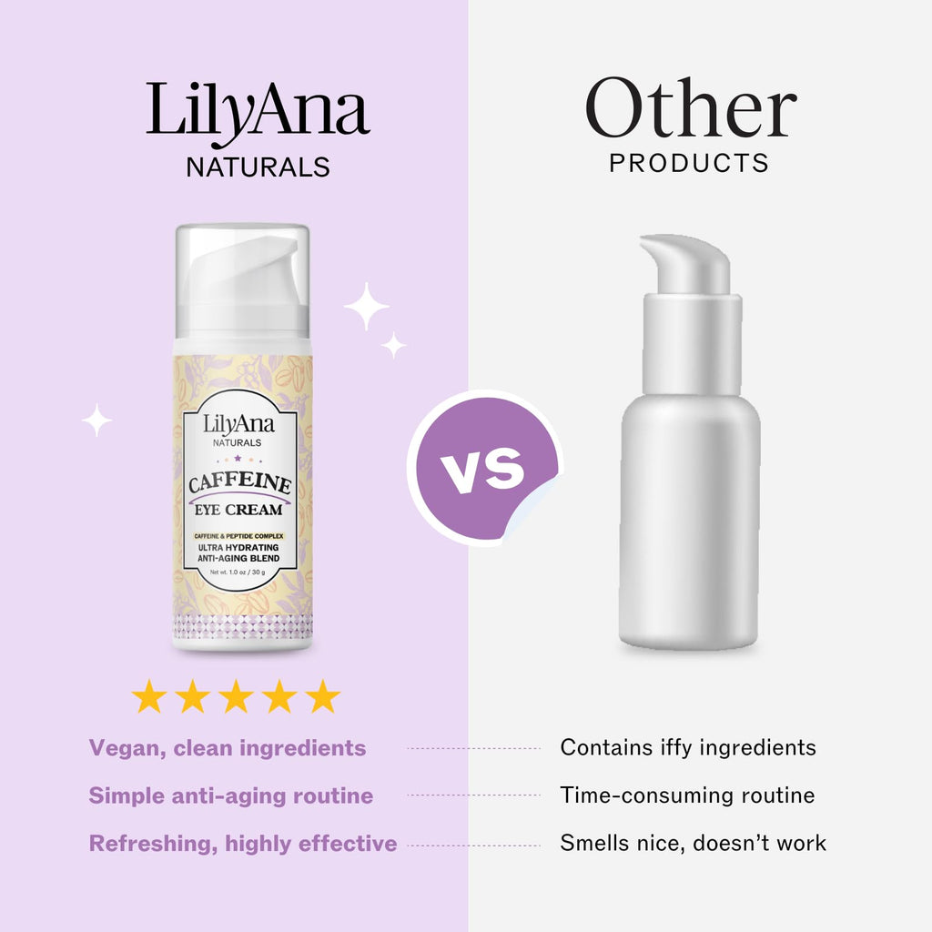 LilyAna Naturals Caffeine Eye Cream with Peptides – Dark Circles & Puffiness, 1.0 oz