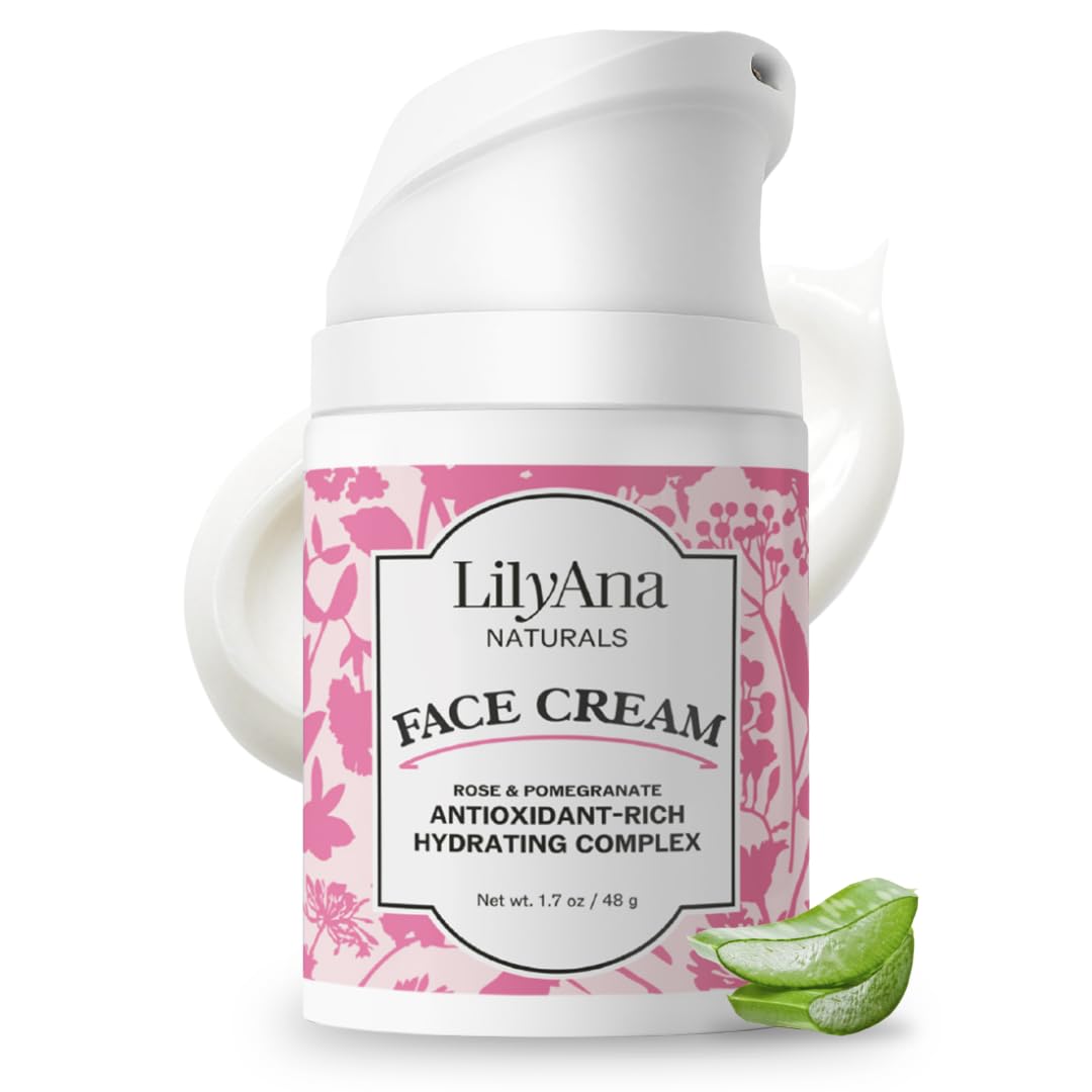 LilyAna Naturals Face & Neck Moisturizer – Rose & Pomegranate Extracts (1.7oz)