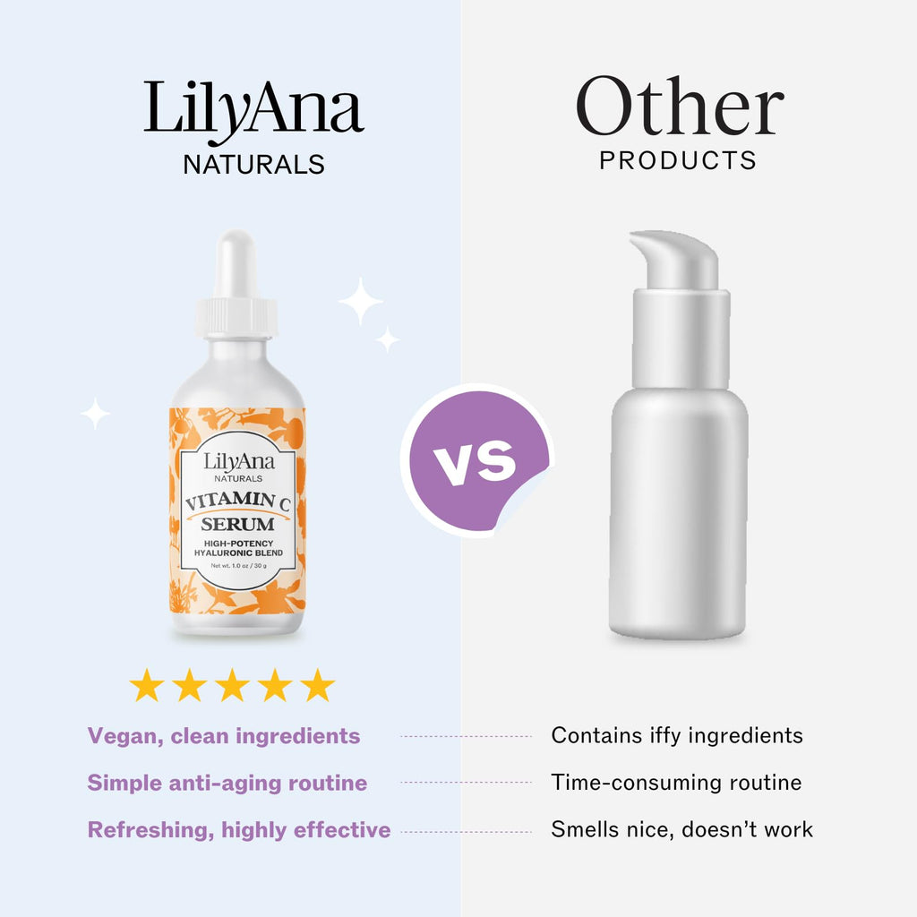 LilyAna Naturals Vitamin C Serum for Face with Hyaluronic Acid & Vitamin E - Double Pack