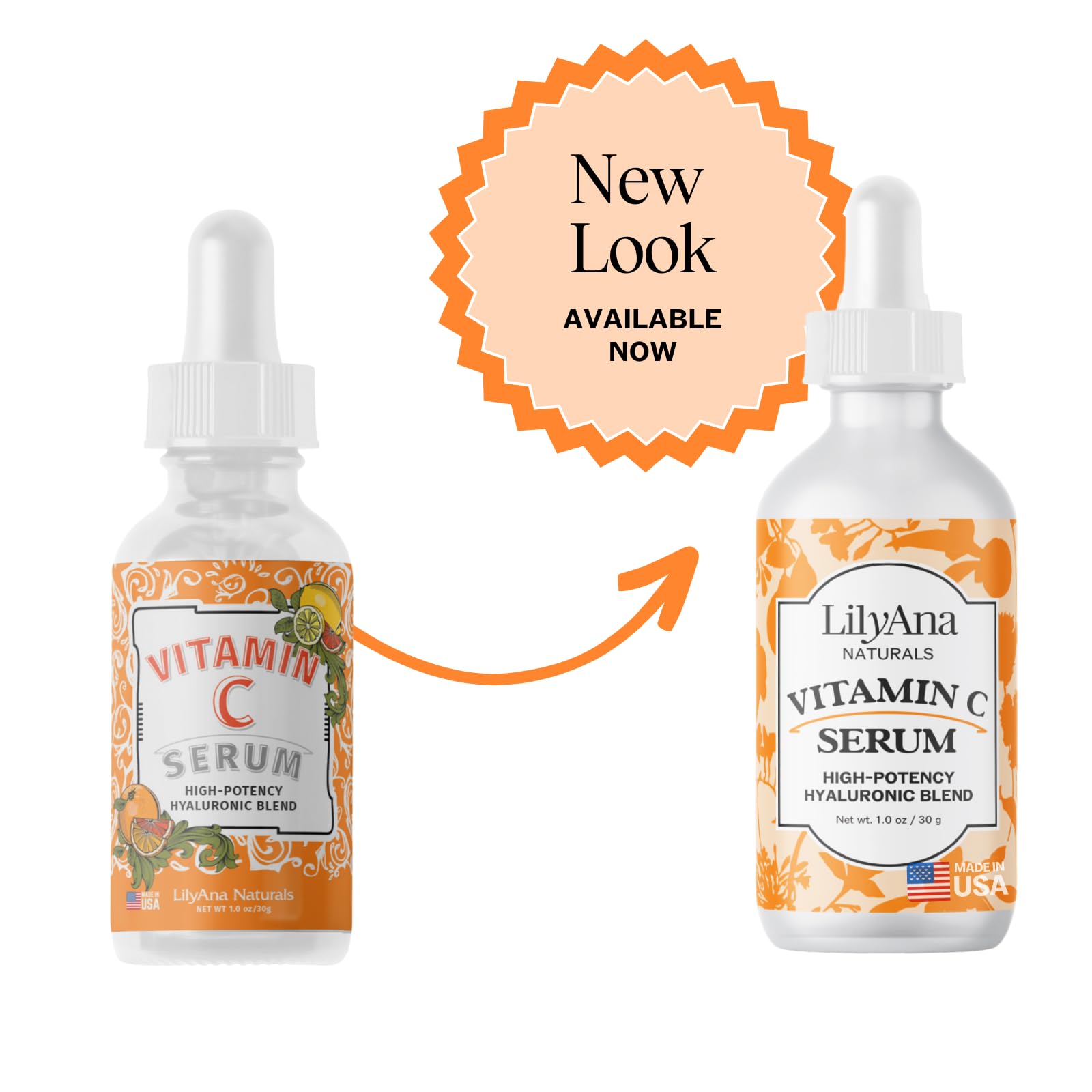 LilyAna Naturals Vitamin C Serum for Face with Hyaluronic Acid & Vitamin E - Double Pack