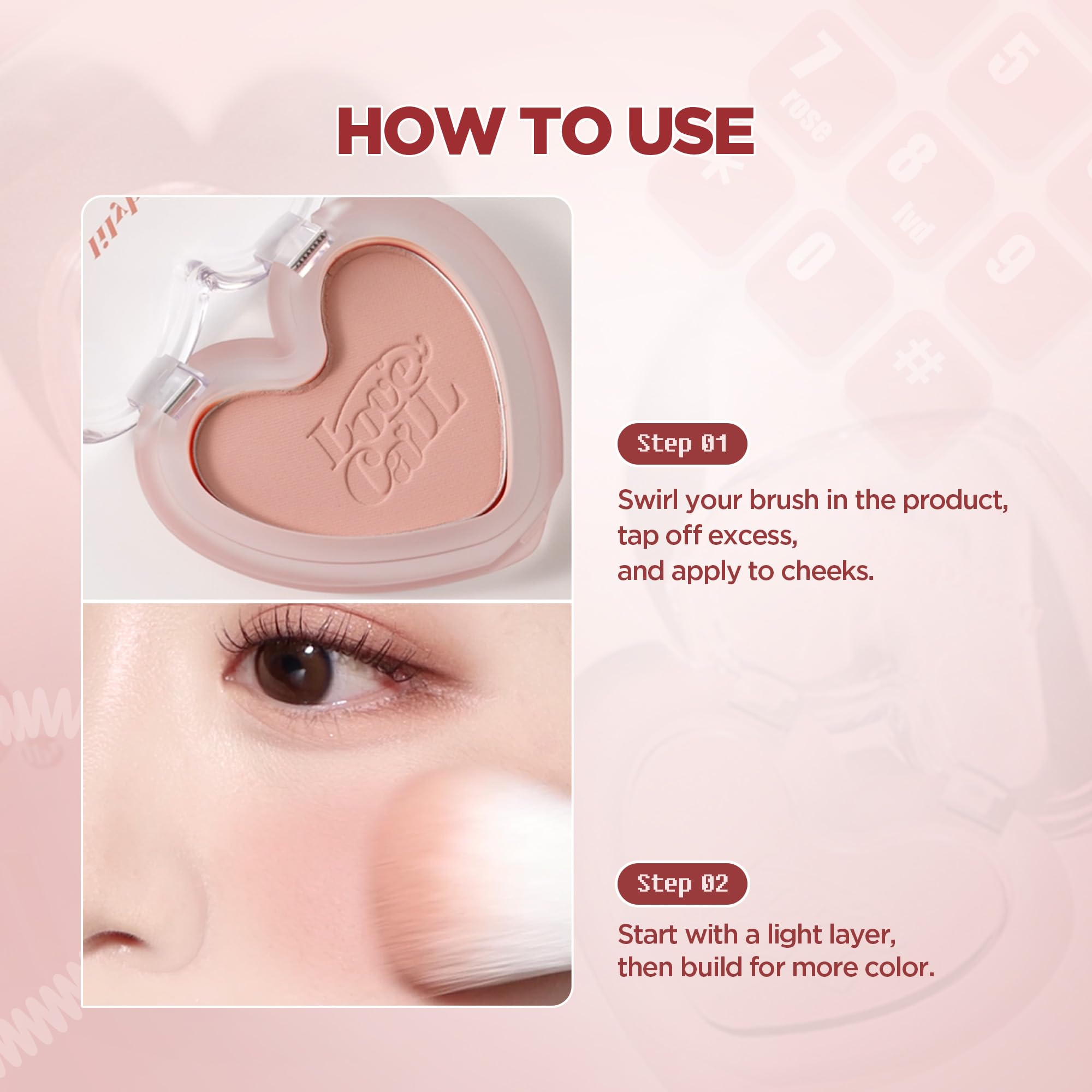 Lilybyred Luv Beam Blur Cheek – Heart-Shaped Korean Powder Blush with Soft Matte Finish