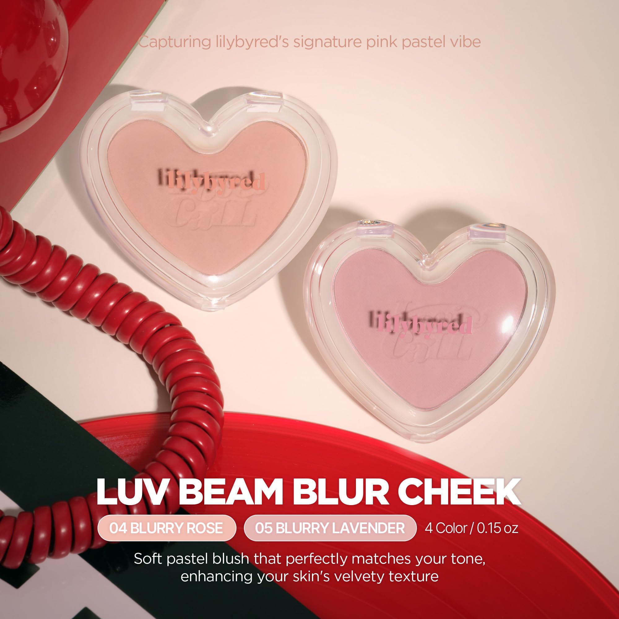 Lilybyred Luv Beam Blur Cheek – Heart-Shaped Korean Powder Blush with Soft Matte Finish
