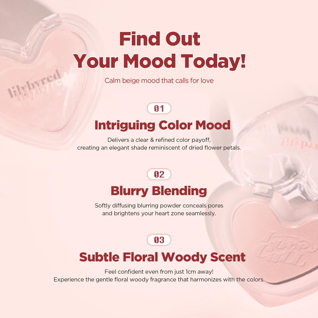 Lilybyred Luv Beam Blur Cheek – Heart-Shaped Korean Powder Blush with Soft Matte Finish