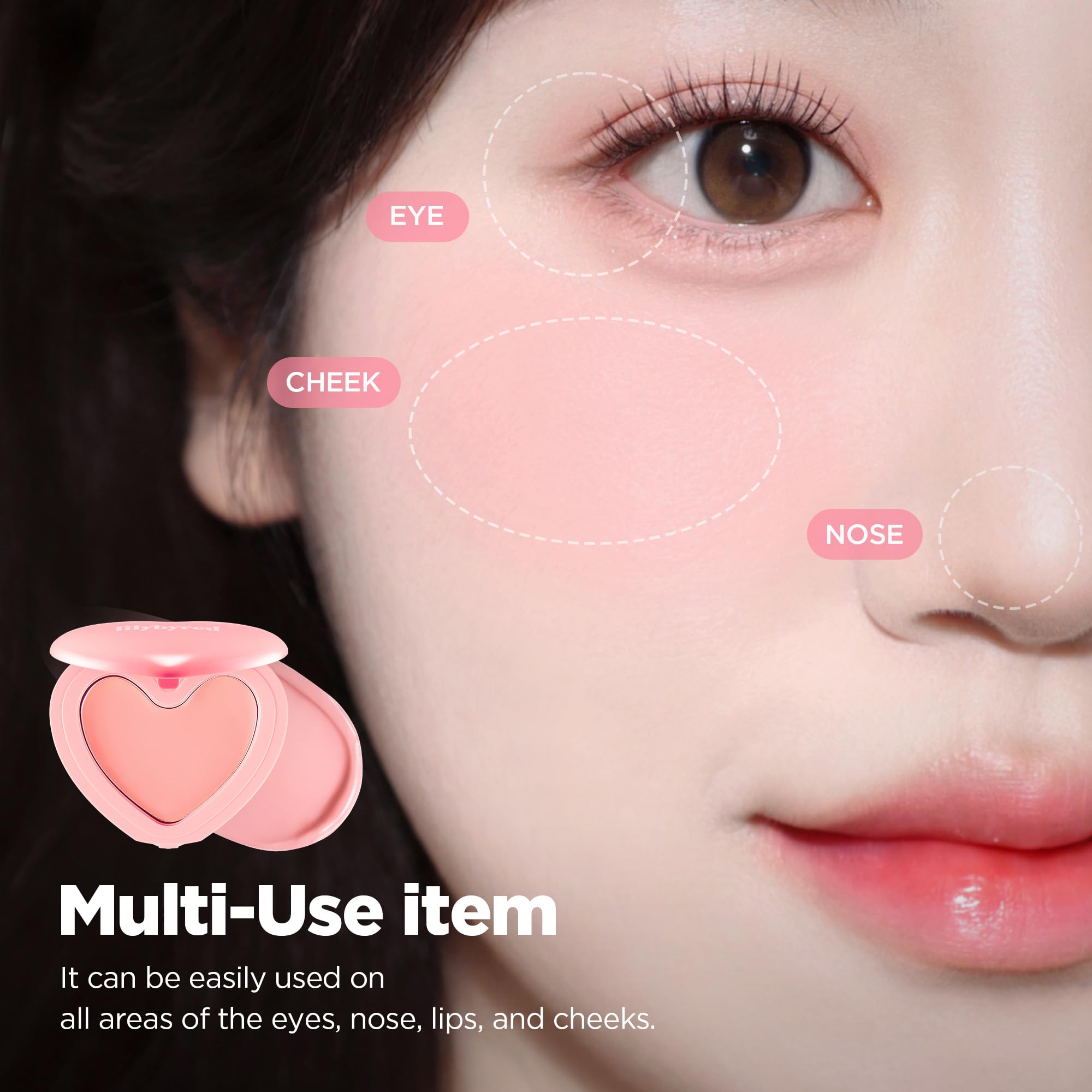 lilybyred Luv Beam Cheek Balm — Heart-Shaped Cream Blush, Semi-Matte Finish