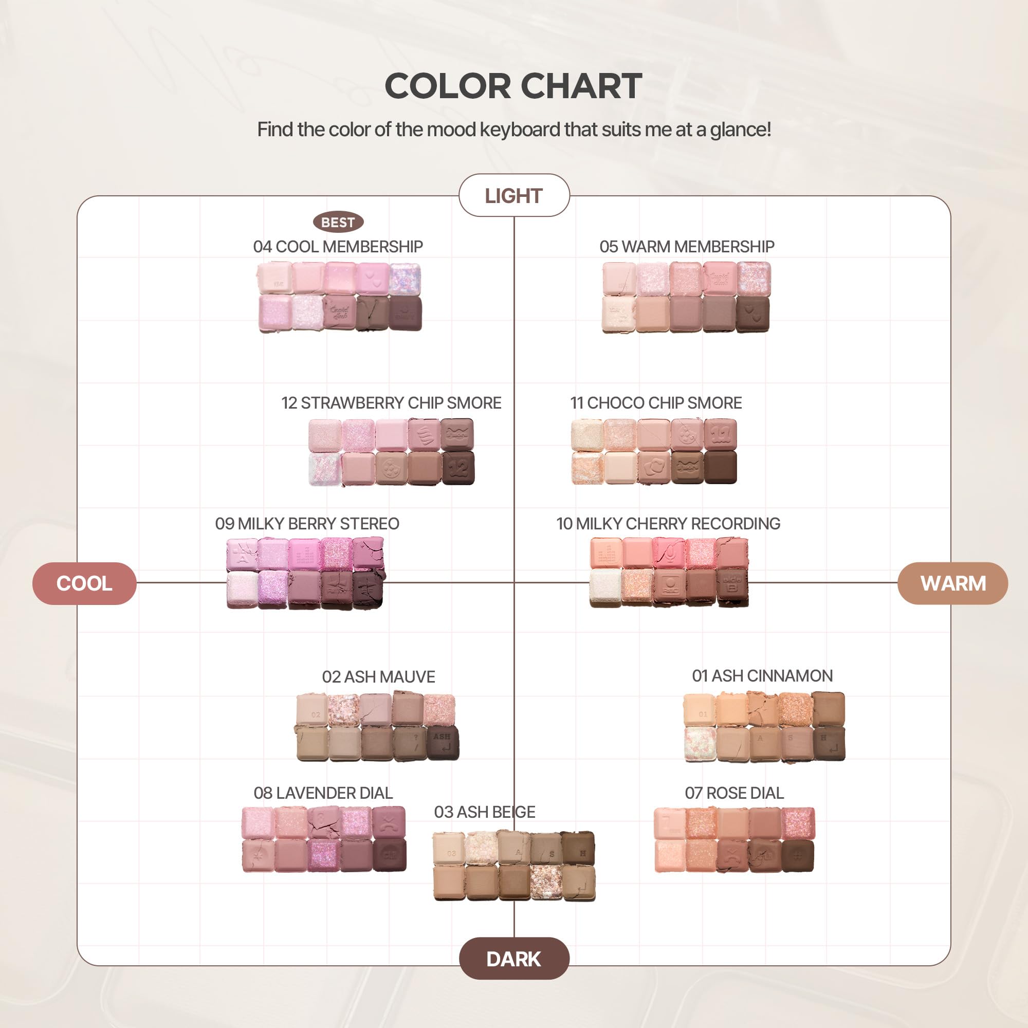 lilybyred Mood Keyboard 10-Shade Korean Eyeshadow Palette | Matte, Shimmer & Jelly Glitter