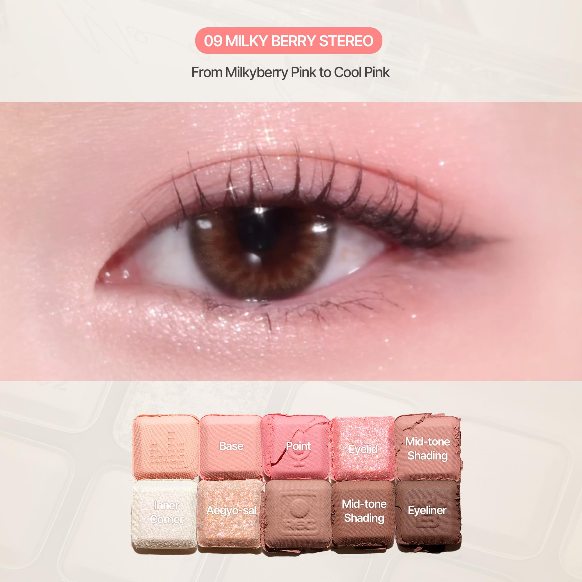 lilybyred Mood Keyboard 10-Shade Korean Eyeshadow Palette | Matte, Shimmer & Jelly Glitter