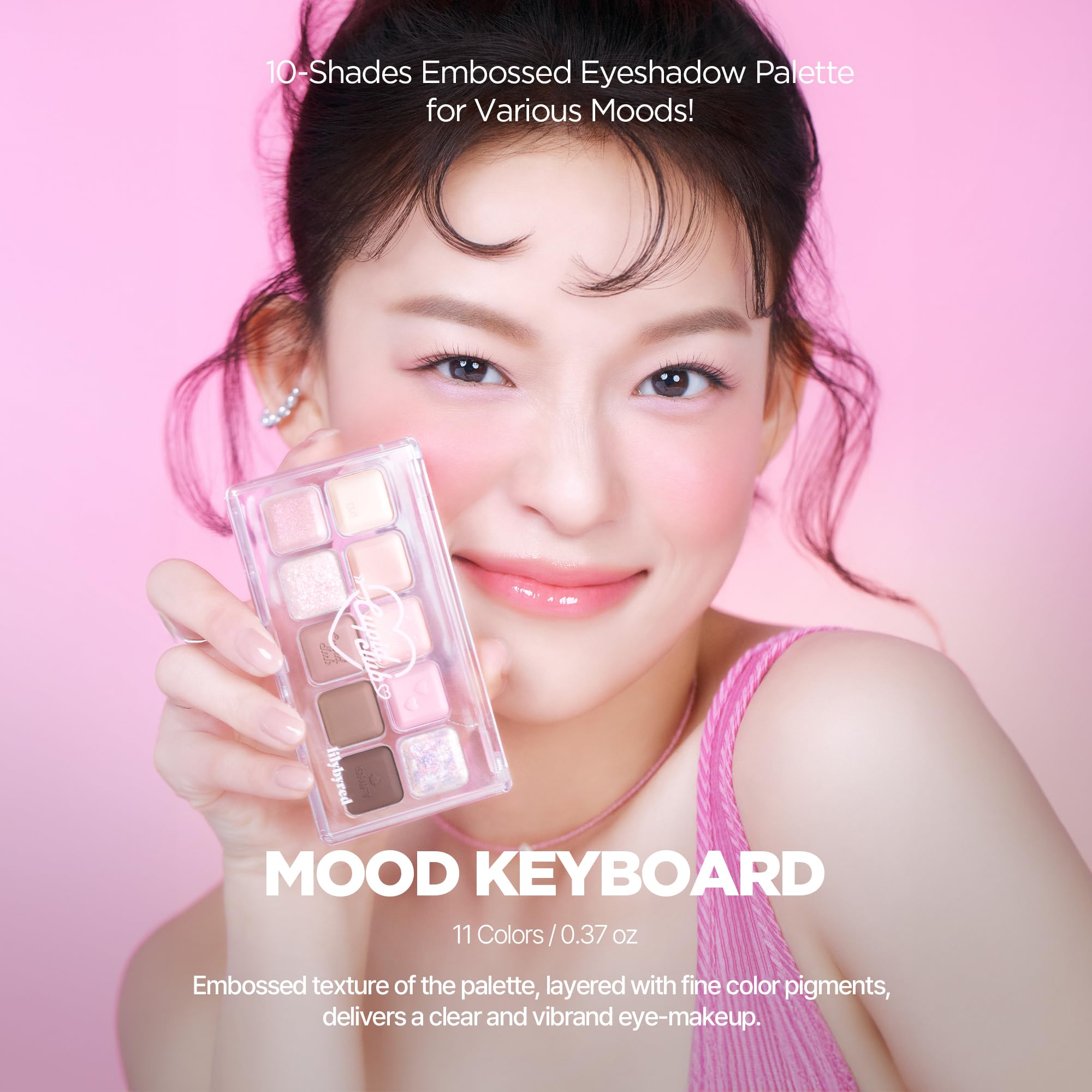 lilybyred Mood Keyboard Palette – 10-Shade Korean Eyeshadow Palette (Chocolate Chip Smore) | Matte, Shimmer & Jelly Glitter