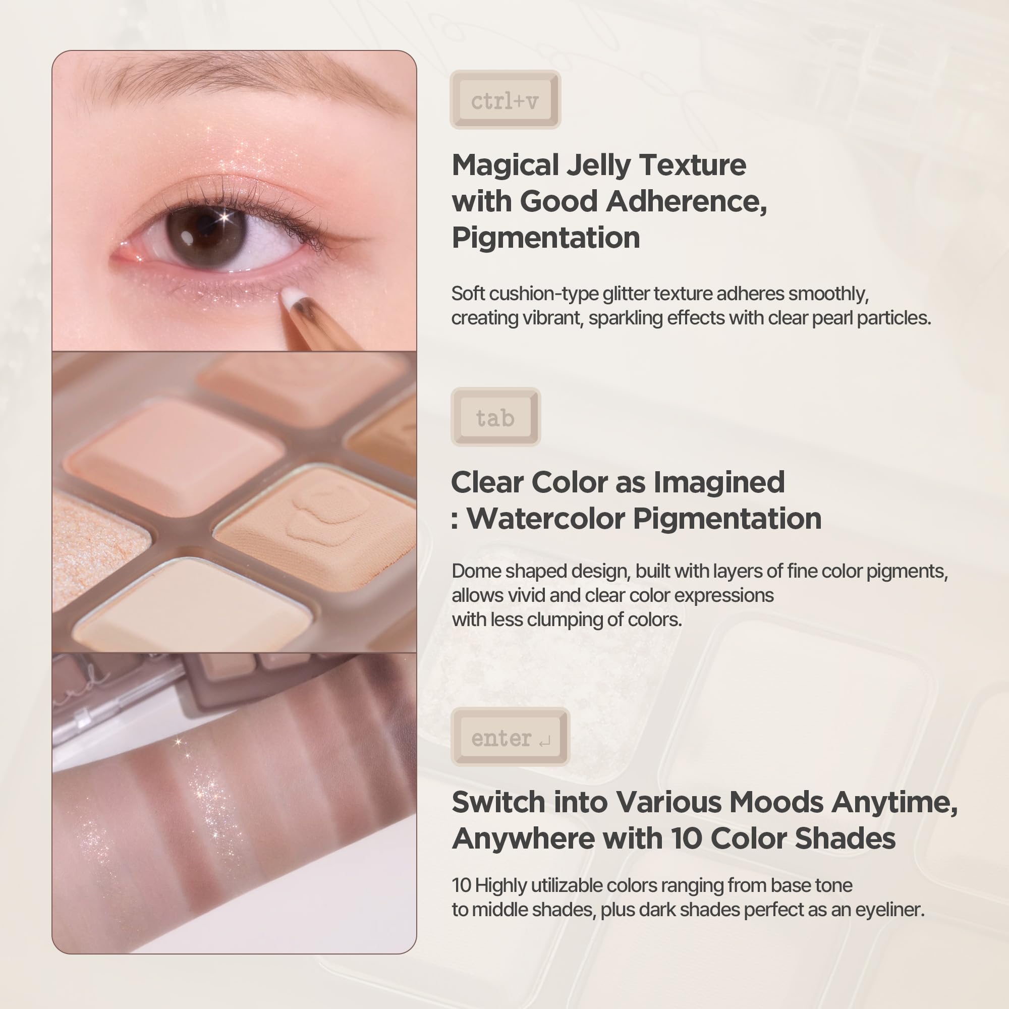 lilybyred Mood Keyboard Palette – 10-Shade Korean Eyeshadow Palette (Chocolate Chip Smore) | Matte, Shimmer & Jelly Glitter