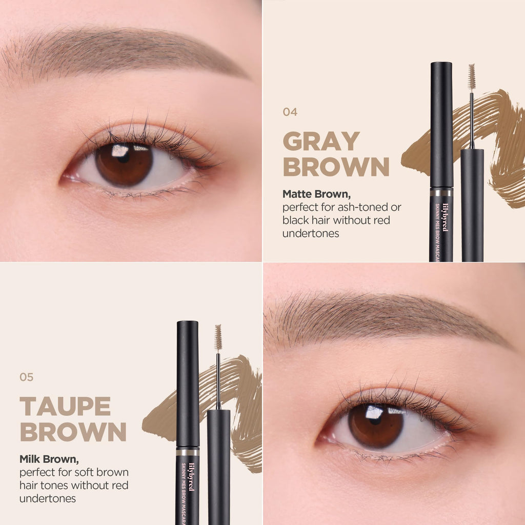lilybyred Skinny Mes Brow Mascara | Ultra-Slim 1.5mm Brush for Precise, Natural Brows