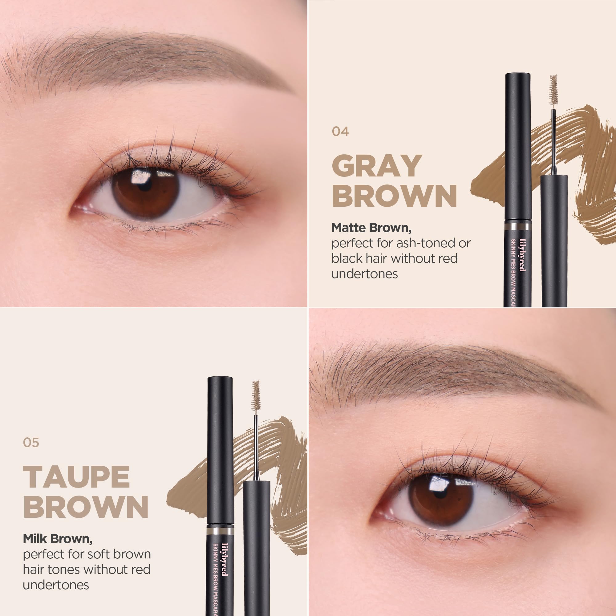 lilybyred Skinny Mes Brow Mascara | Ultra-Slim 1.5mm Brush for Precise, Natural Brows