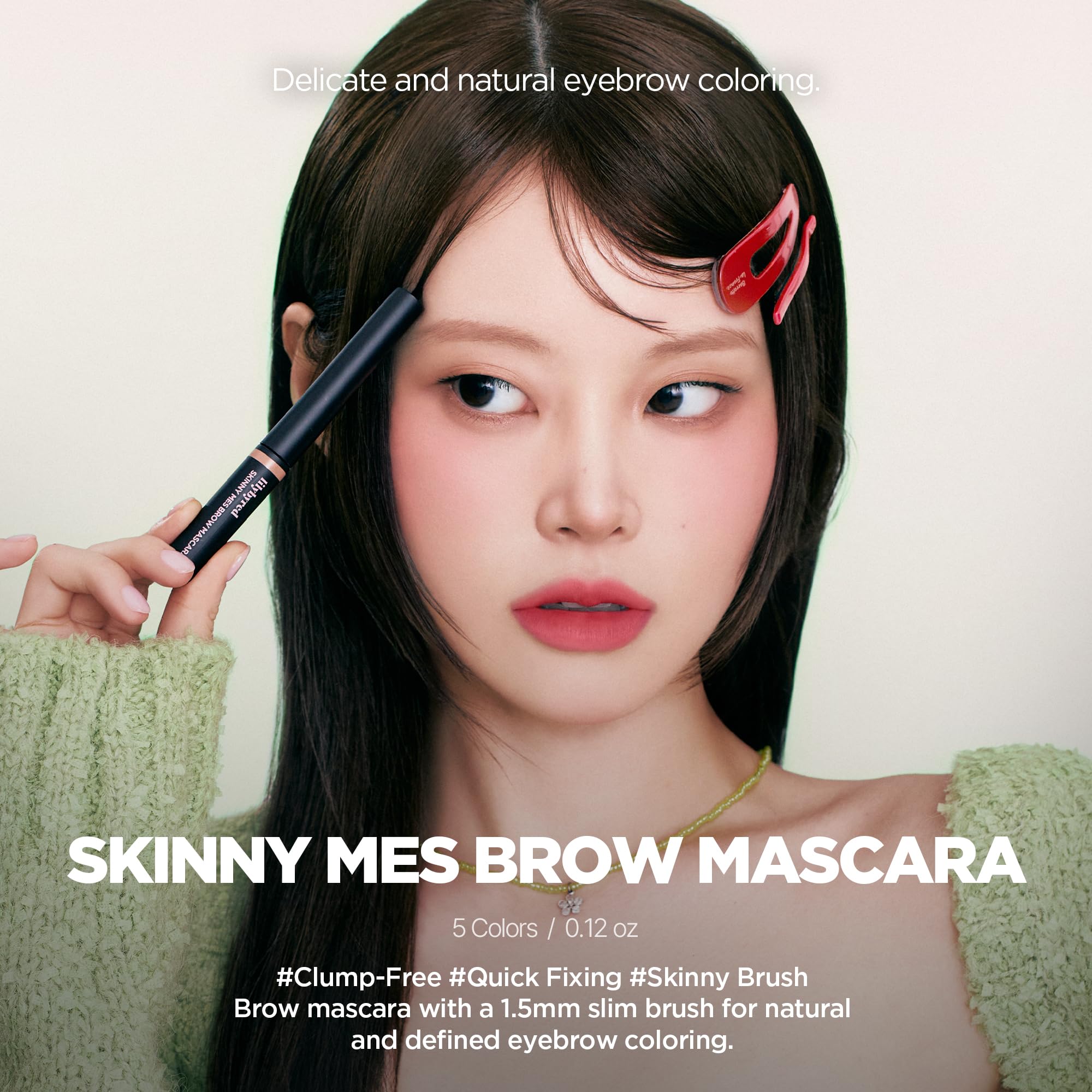lilybyred Skinny Mes Brow Mascara | Ultra-Slim 1.5mm Brush for Precise, Natural Brows