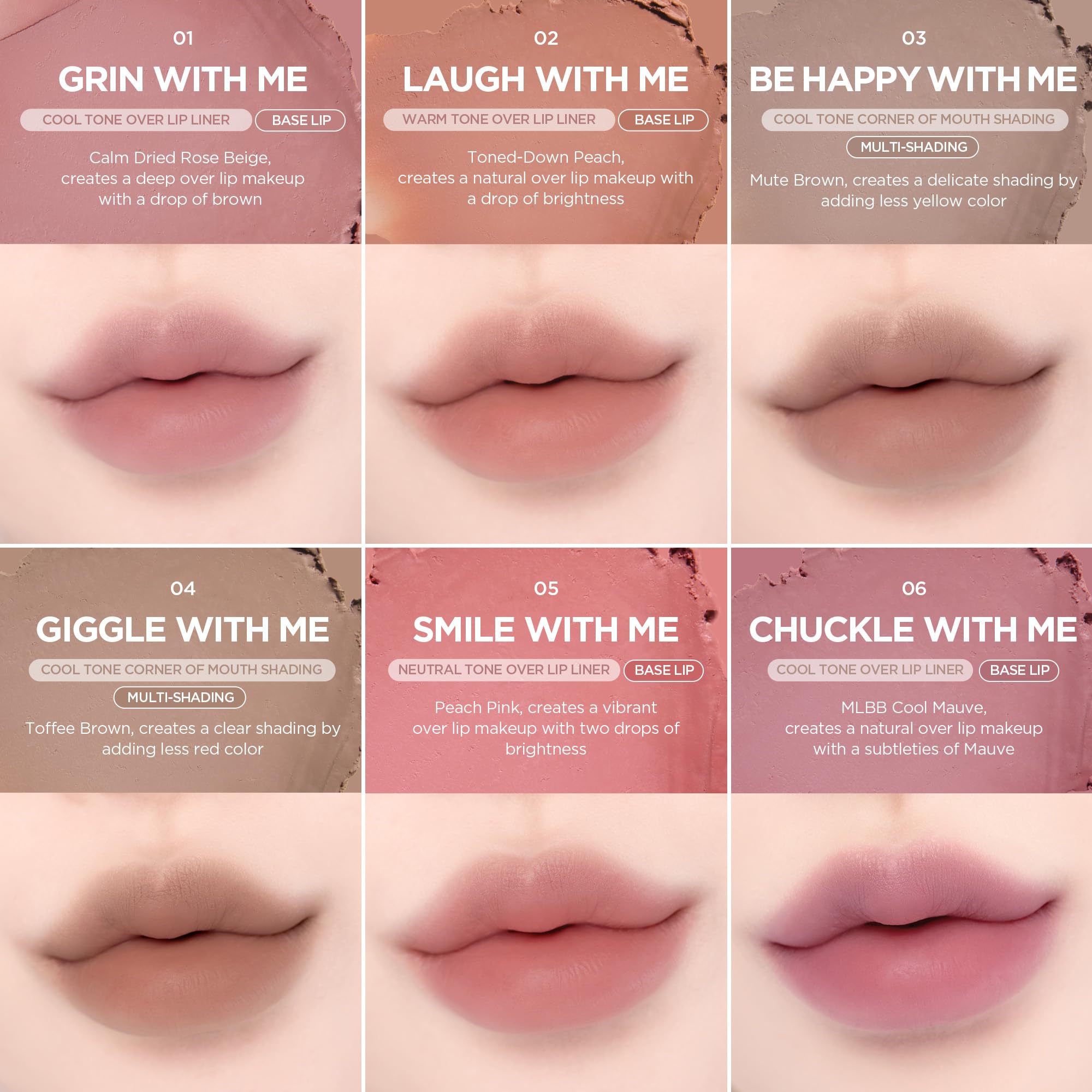 lilybyred Smiley Lip Blending Stick | 3-in-1 Lip Pencil for Precise Contour & Matte Finish